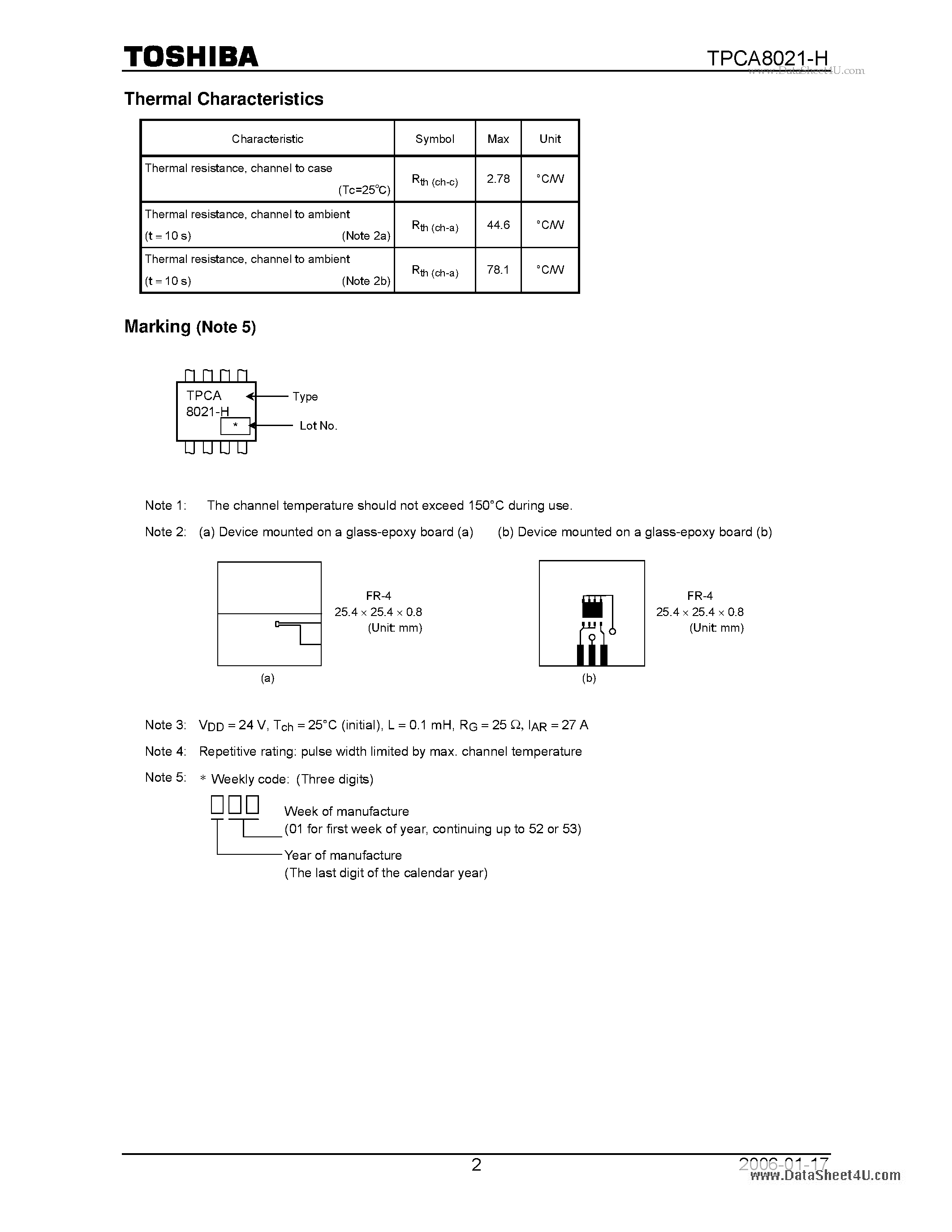 Даташит TPCA8021-H - High Efficiency DC/DC Converter Applications страница 2