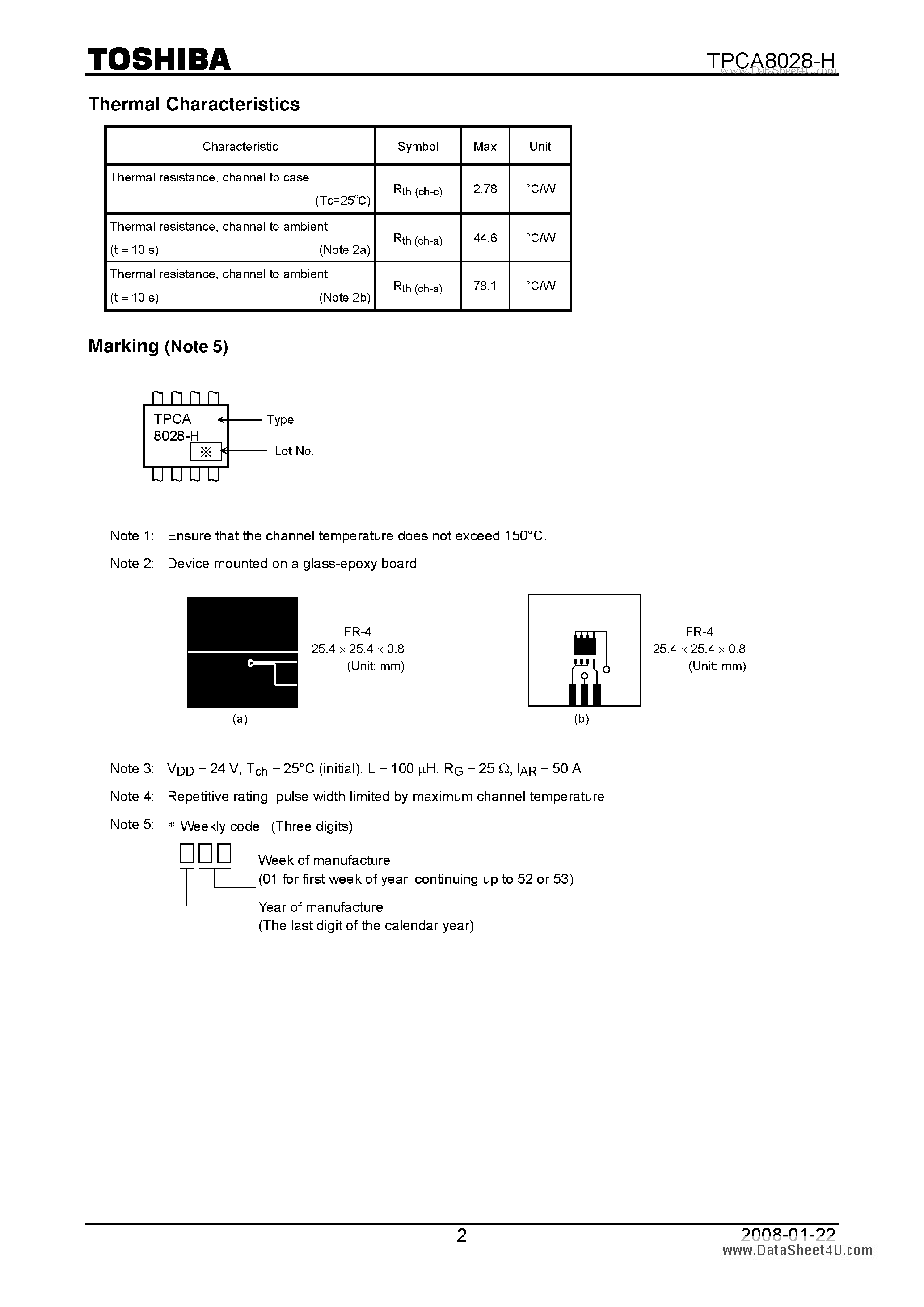 Даташит TPCA8028-H - High Efficiency DC/DC Converter Applications страница 2