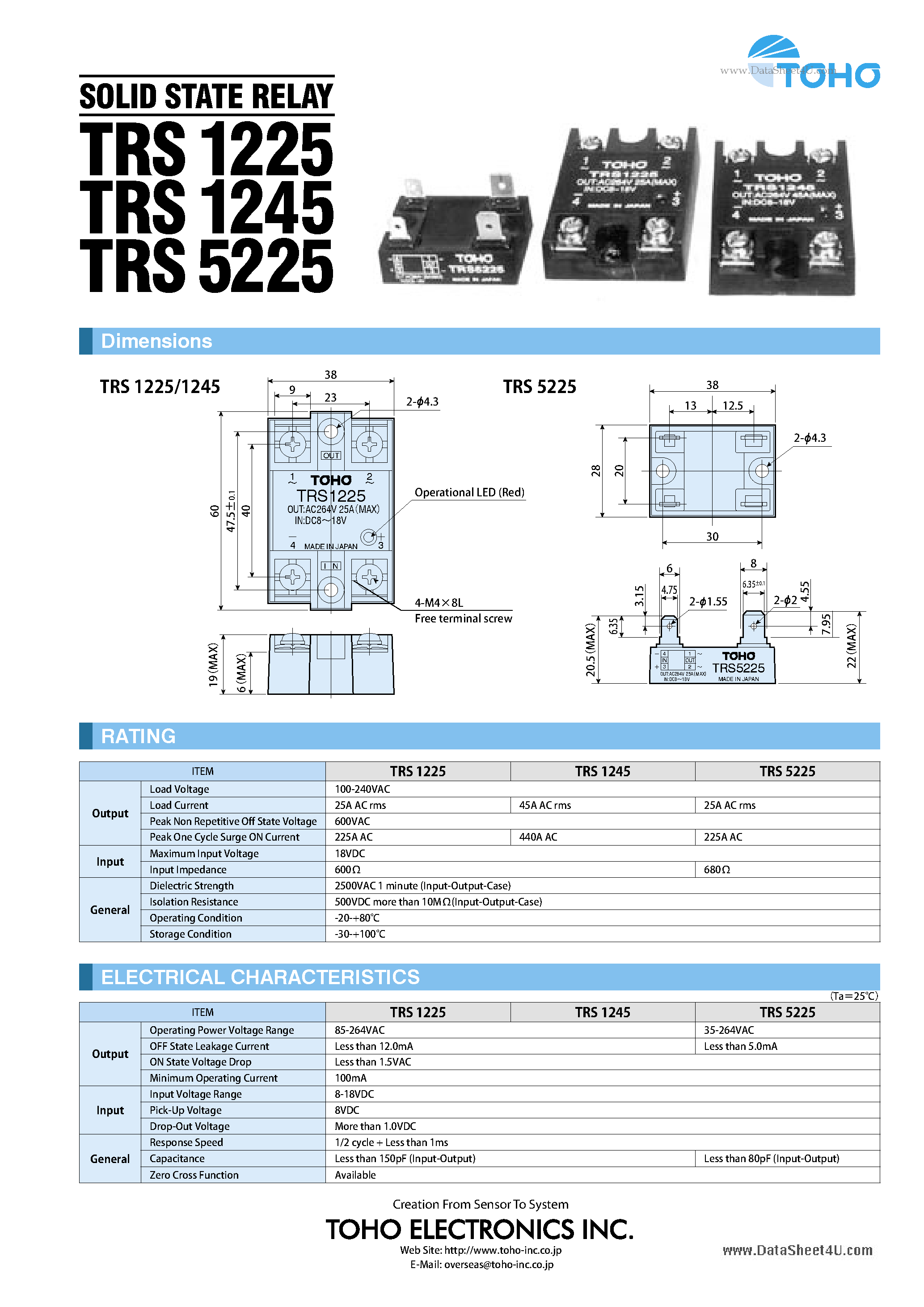 Даташит TRS1225 - (TRS1225 - TRS5225) SOLID STATE RELAY страница 1