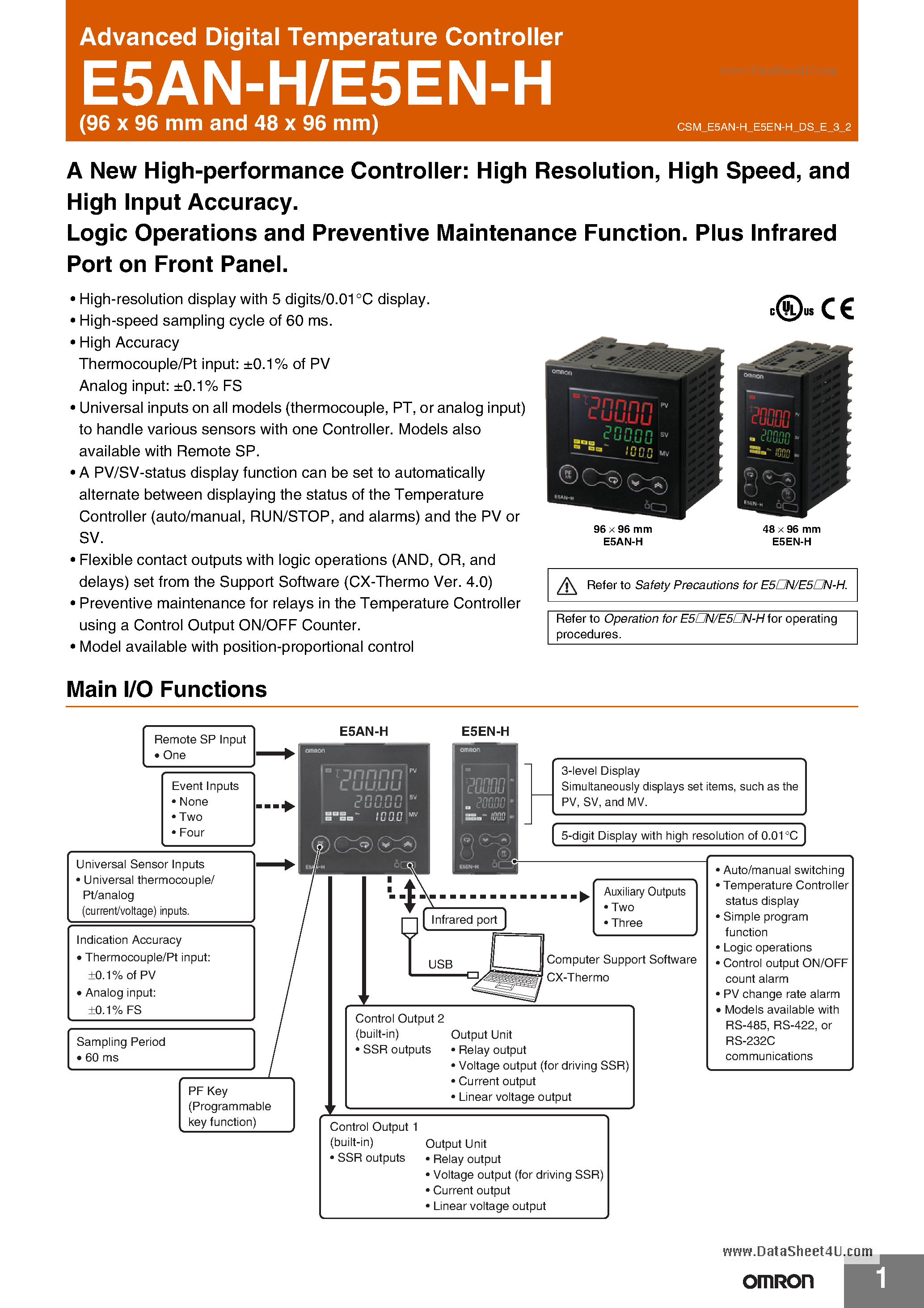 Даташит E5AR-T - Advanced Digital Temperature Controller страница 1