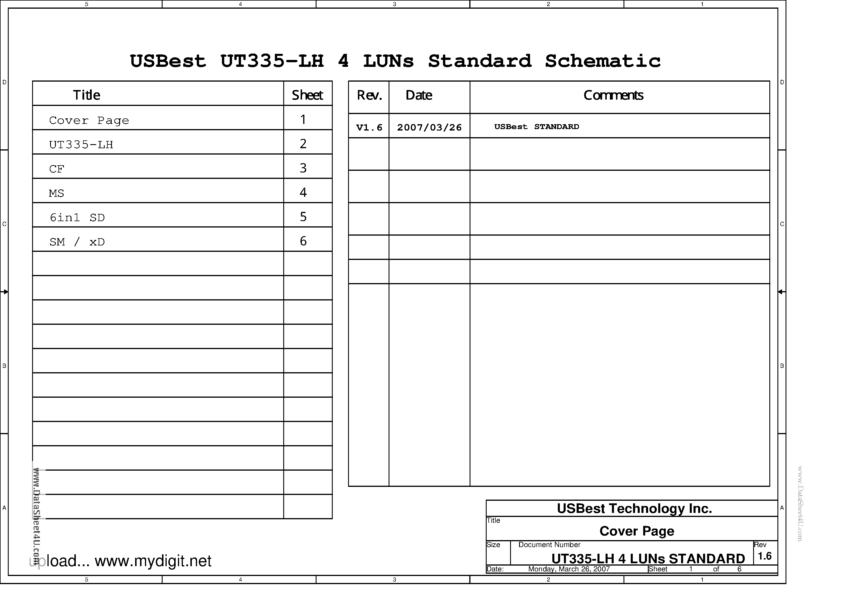 Datasheet UT335-LH - 4 LUNs Standard Schematic page 1