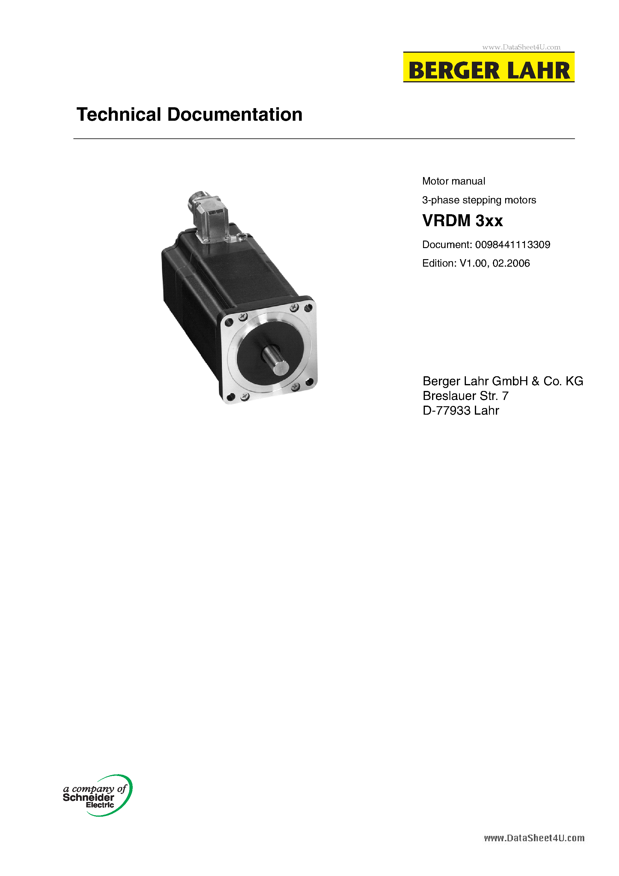Даташит VRDM364 - 3-phase stepping motors страница 1