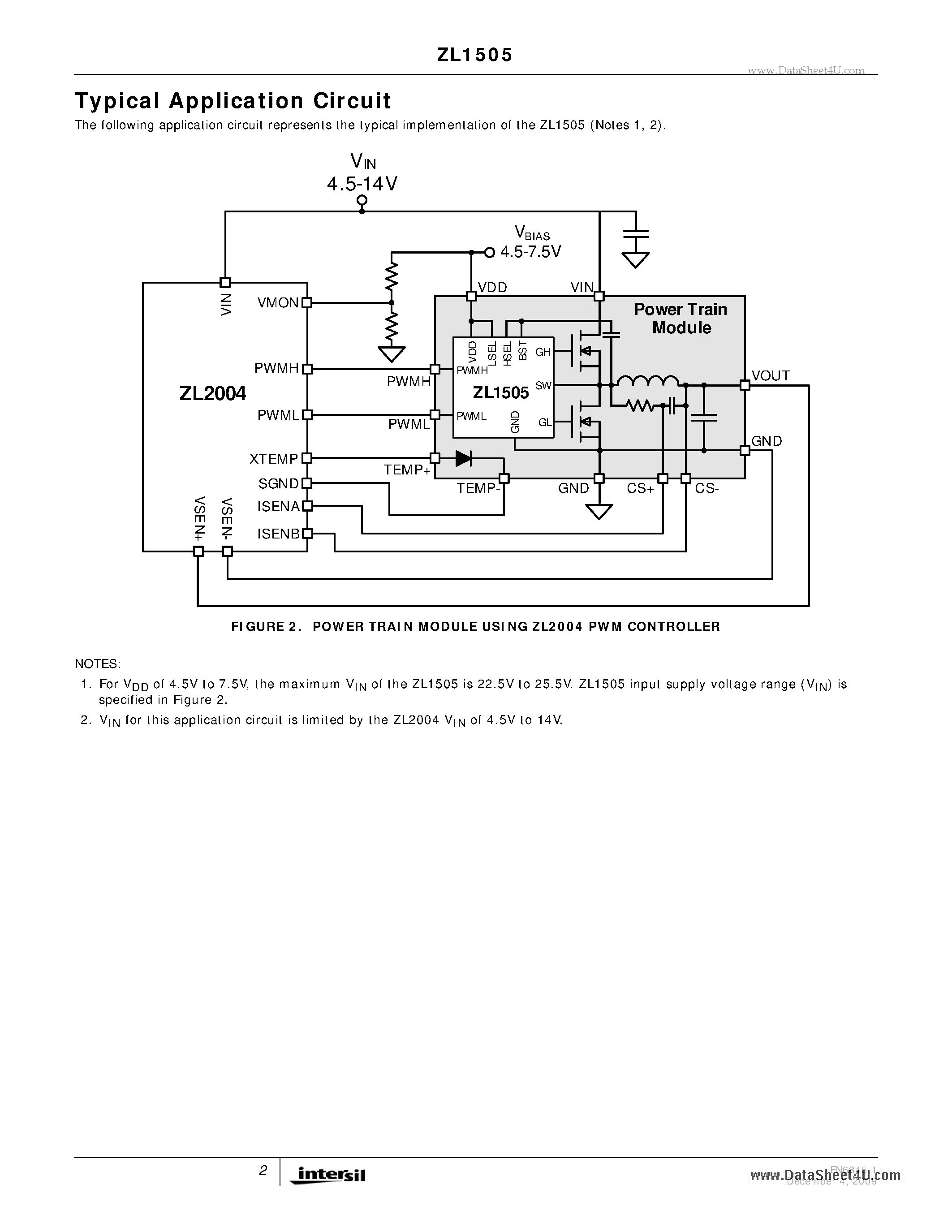 Datasheet ZL1505 - Synchronous Step-Down MOSFET Drivers page 2