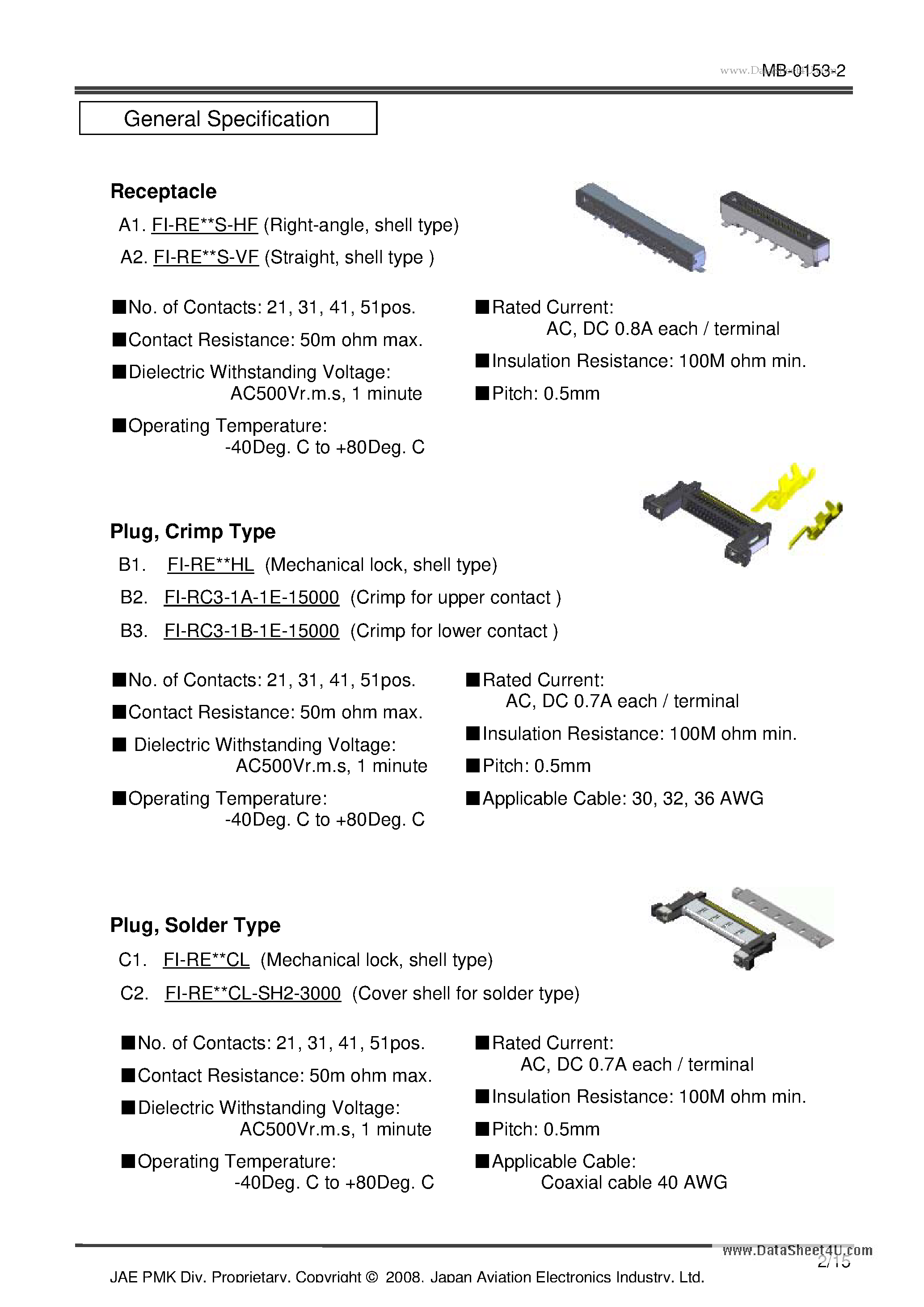 Datasheet FI-R - Connector for Internal Serial Transmission page 2