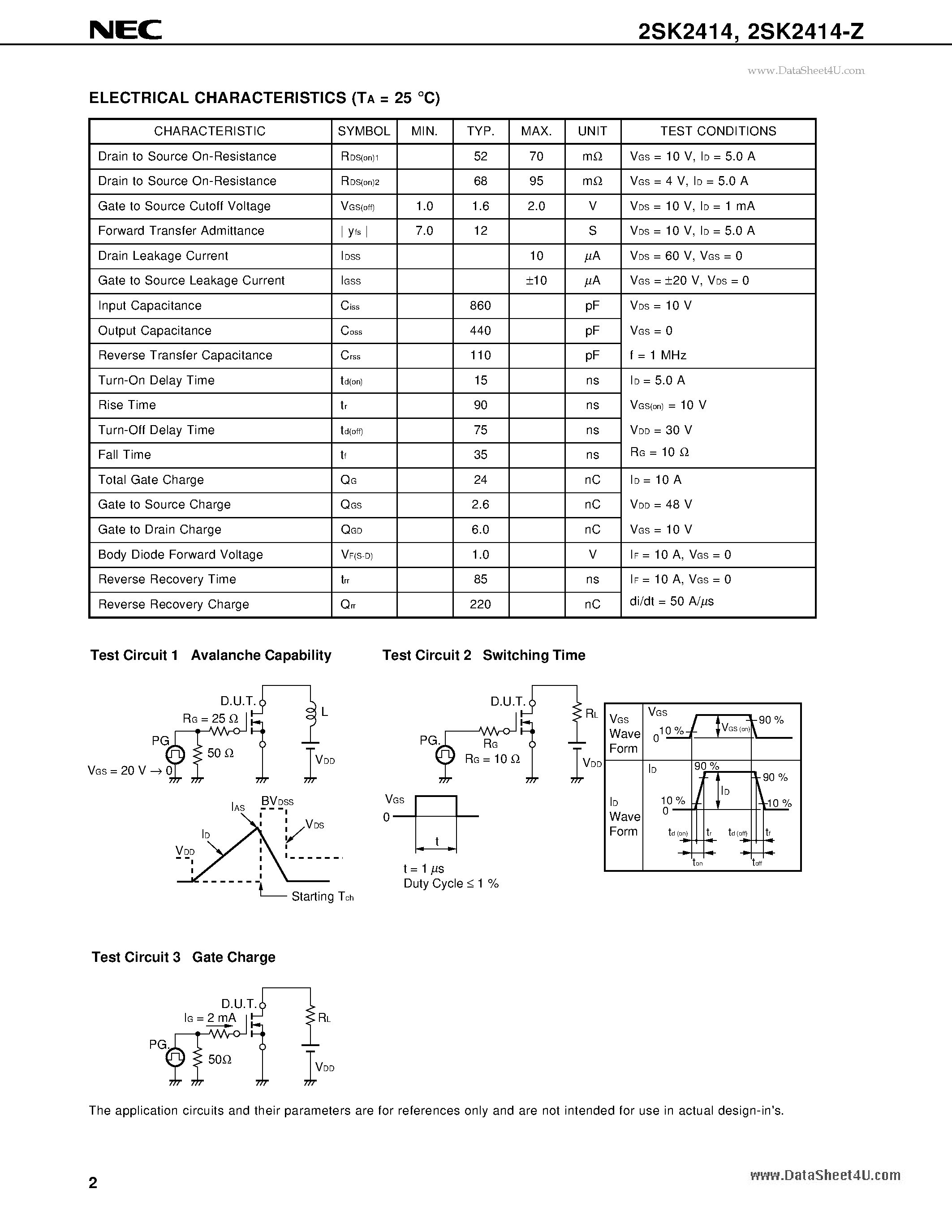 Datasheet K2414 - Search -----> 2SK2414 page 2