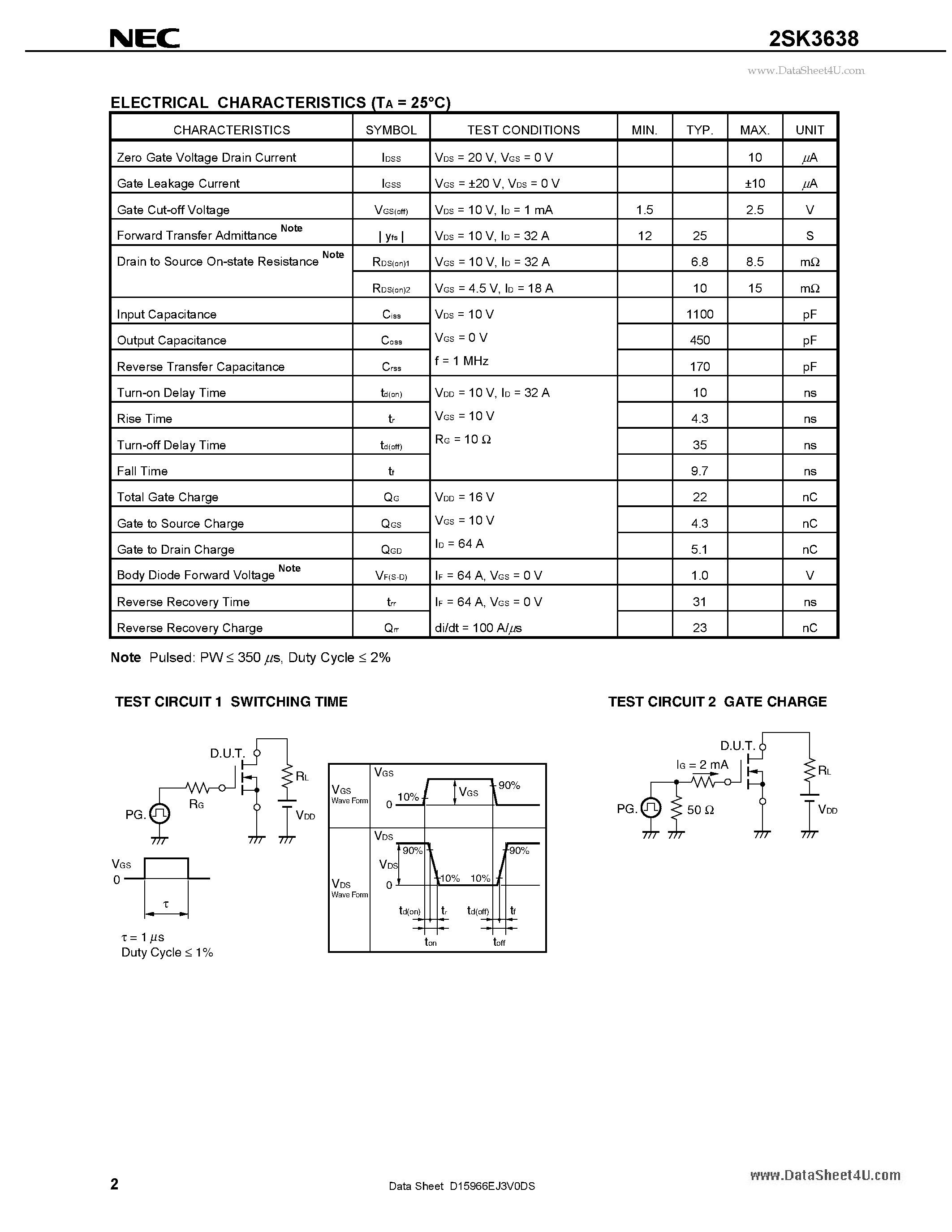 Datasheet K3638 - Search -----> 2SK3638 page 2