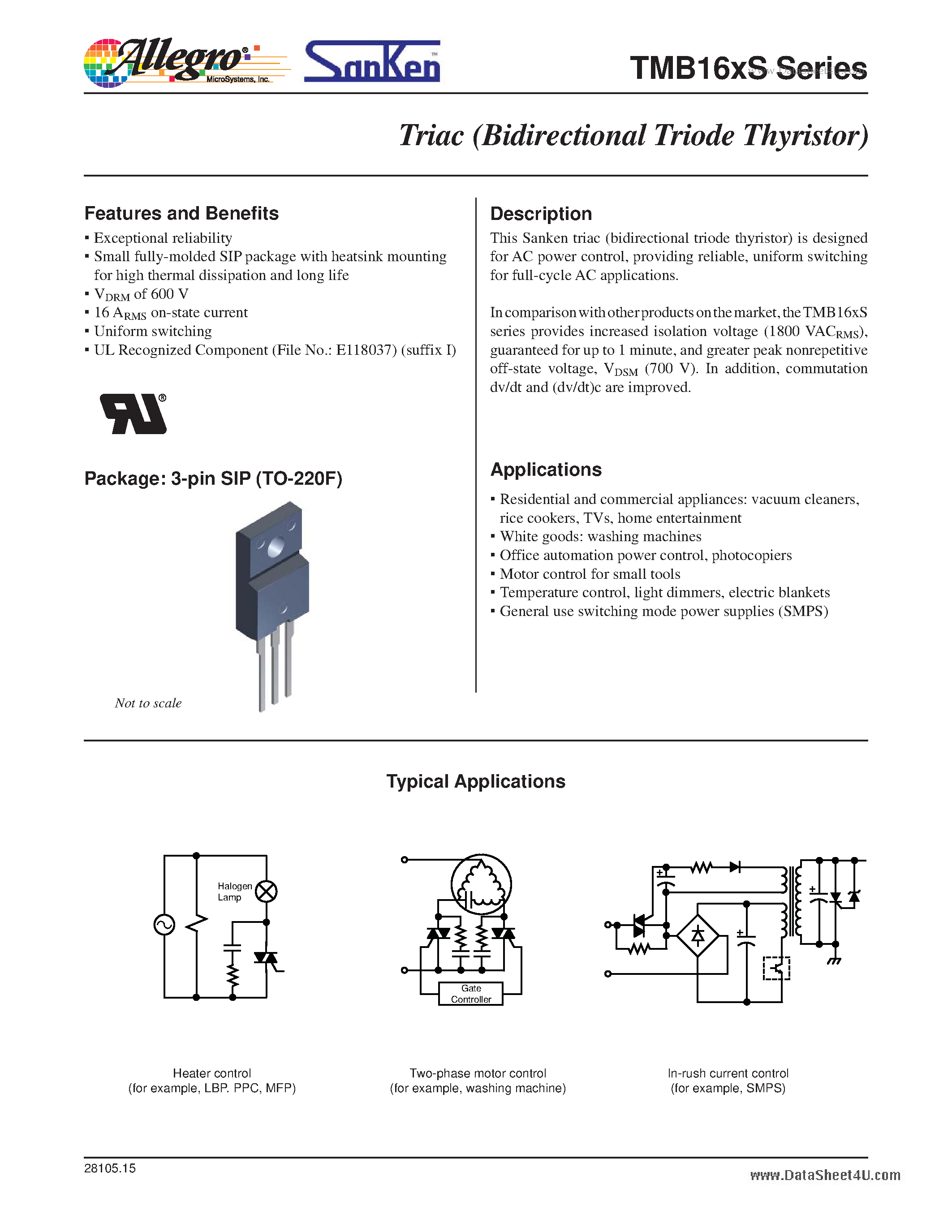 Datasheet TMB166 - Triac page 1