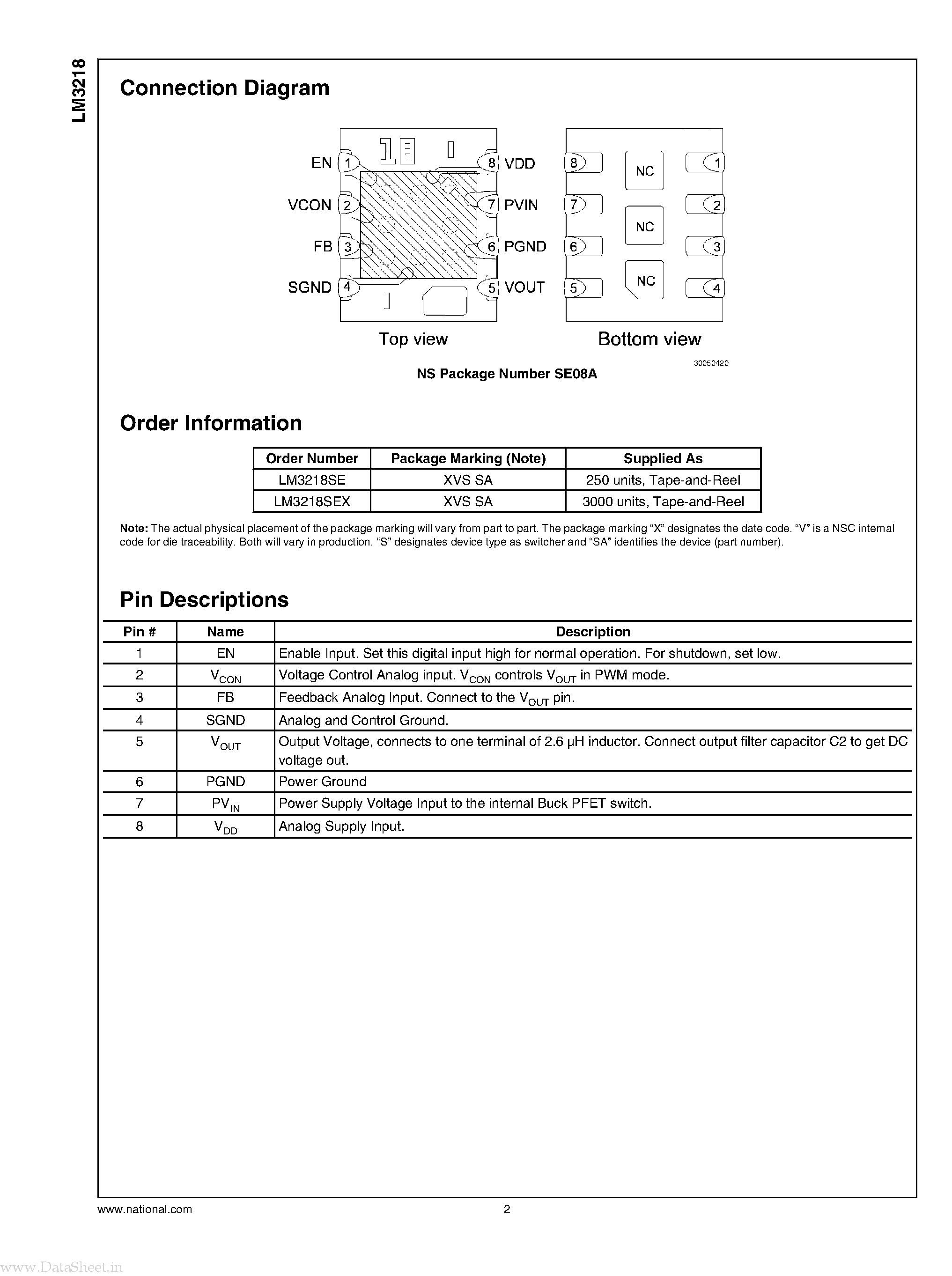 Datasheet LM3218 - Step-Down DC-DC Converter page 2