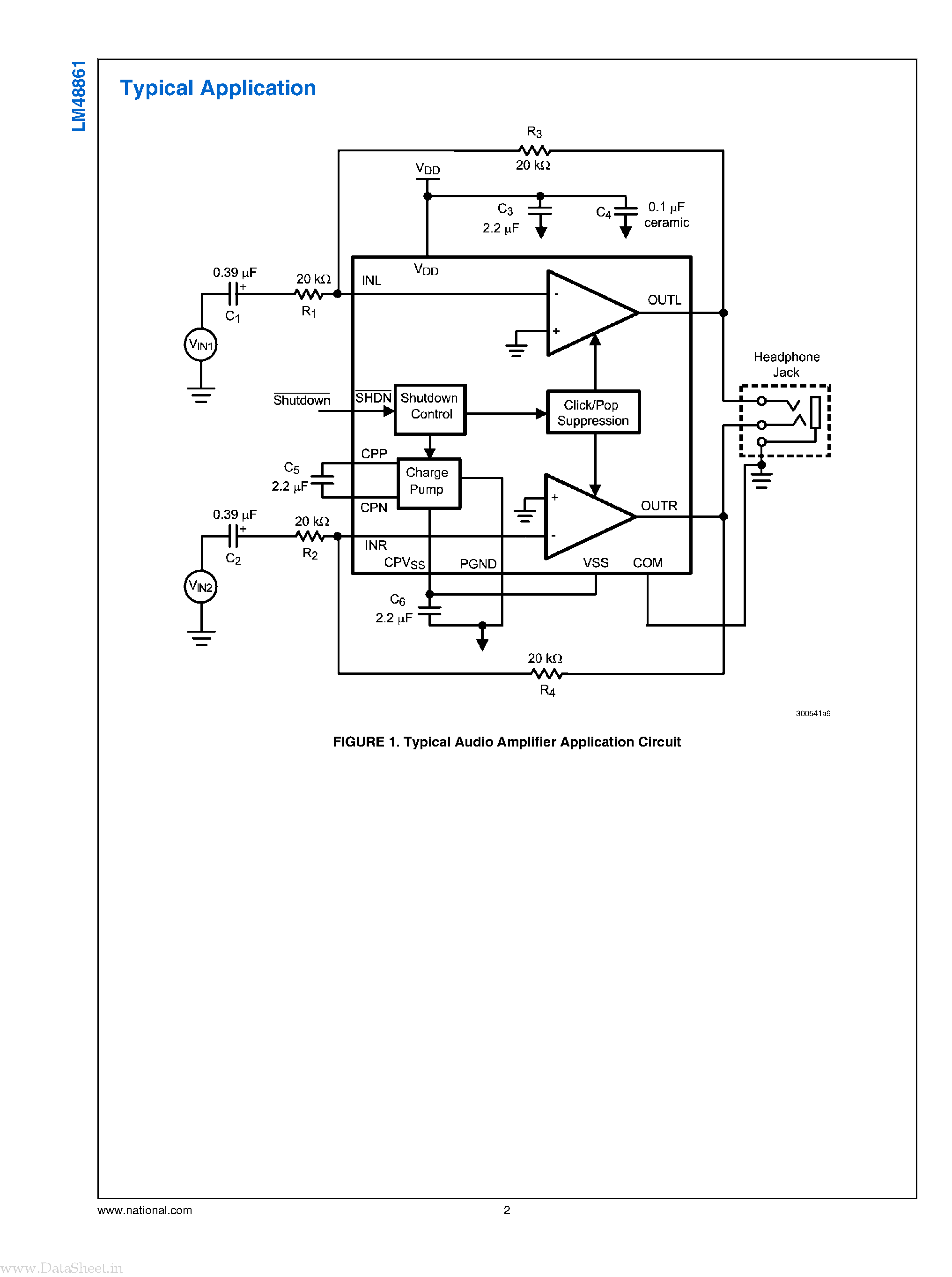 Даташит LM48861 - Stereo Headphone Amplifier страница 2