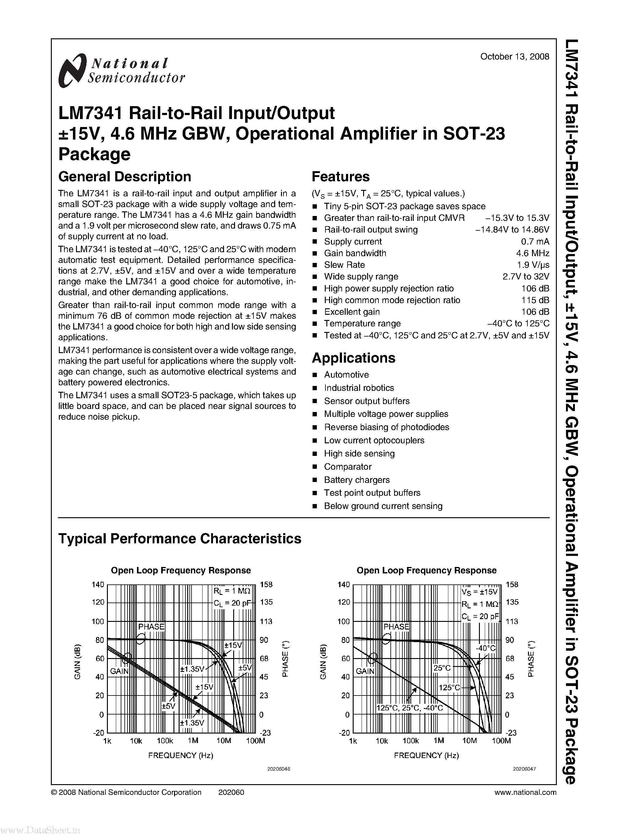 Даташит LM7341 - Operational Amplifier страница 1