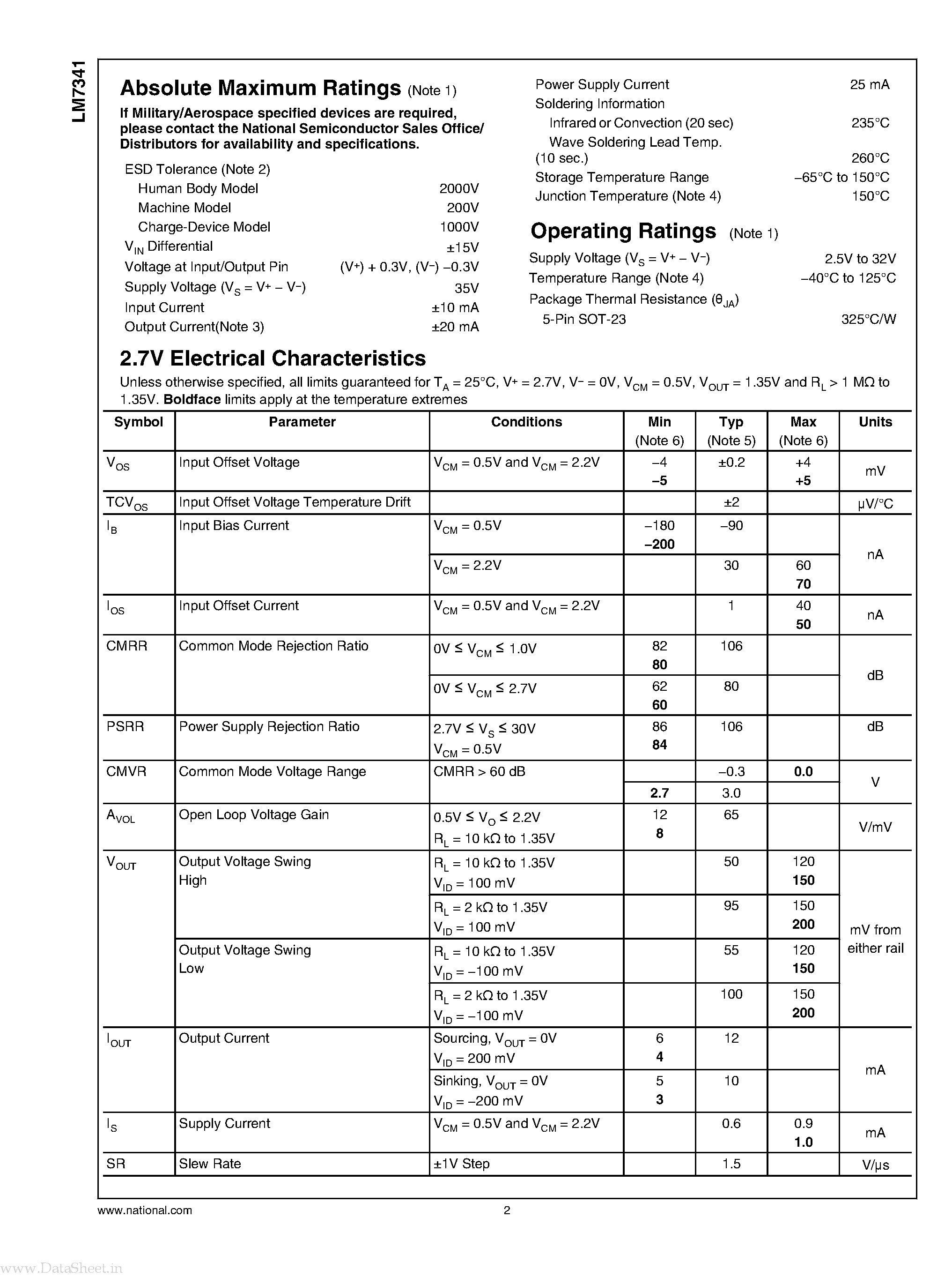 Даташит LM7341 - Operational Amplifier страница 2