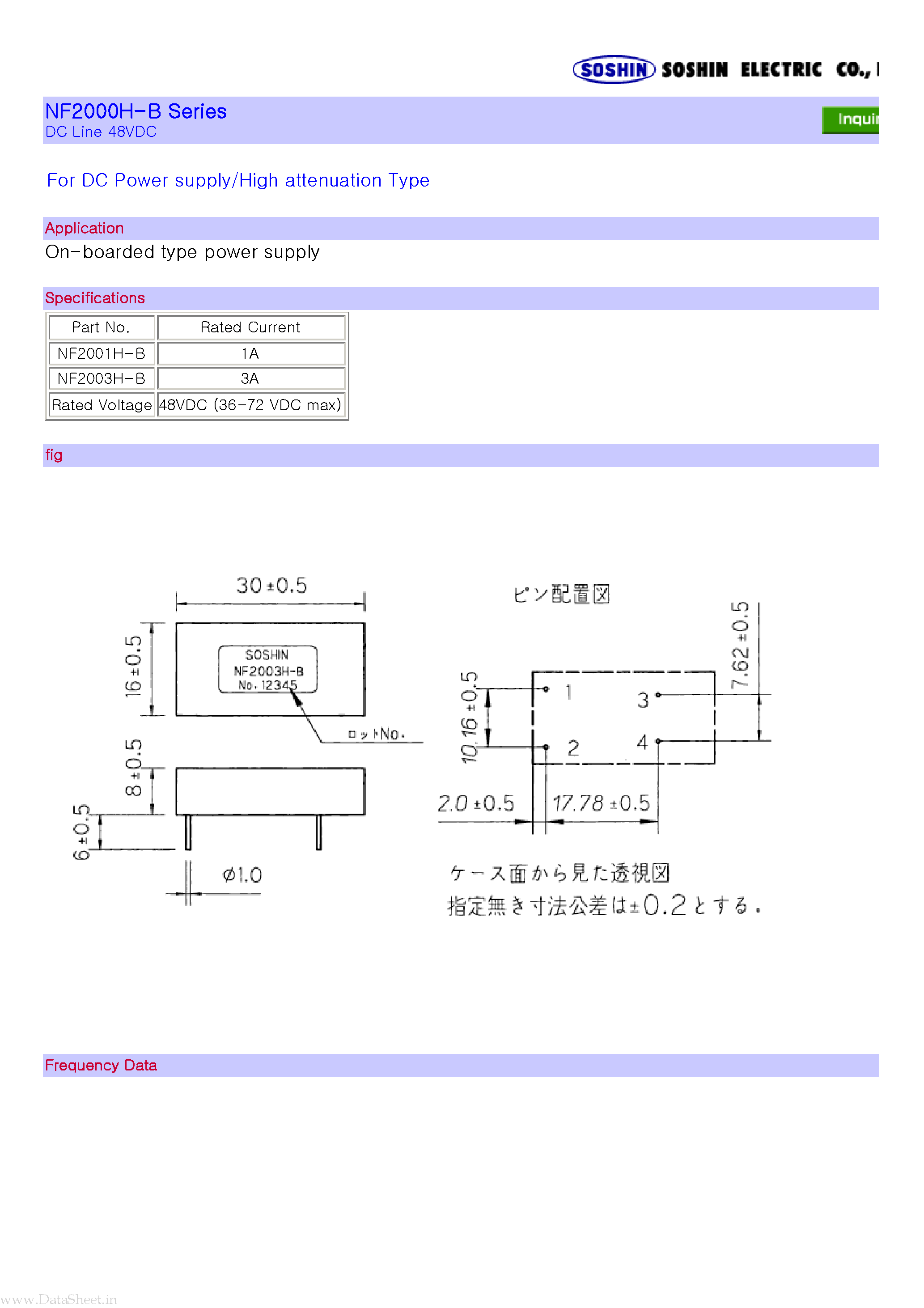 Datasheet NF2000H-B - For DC Power supply/High attenuation Type page 1