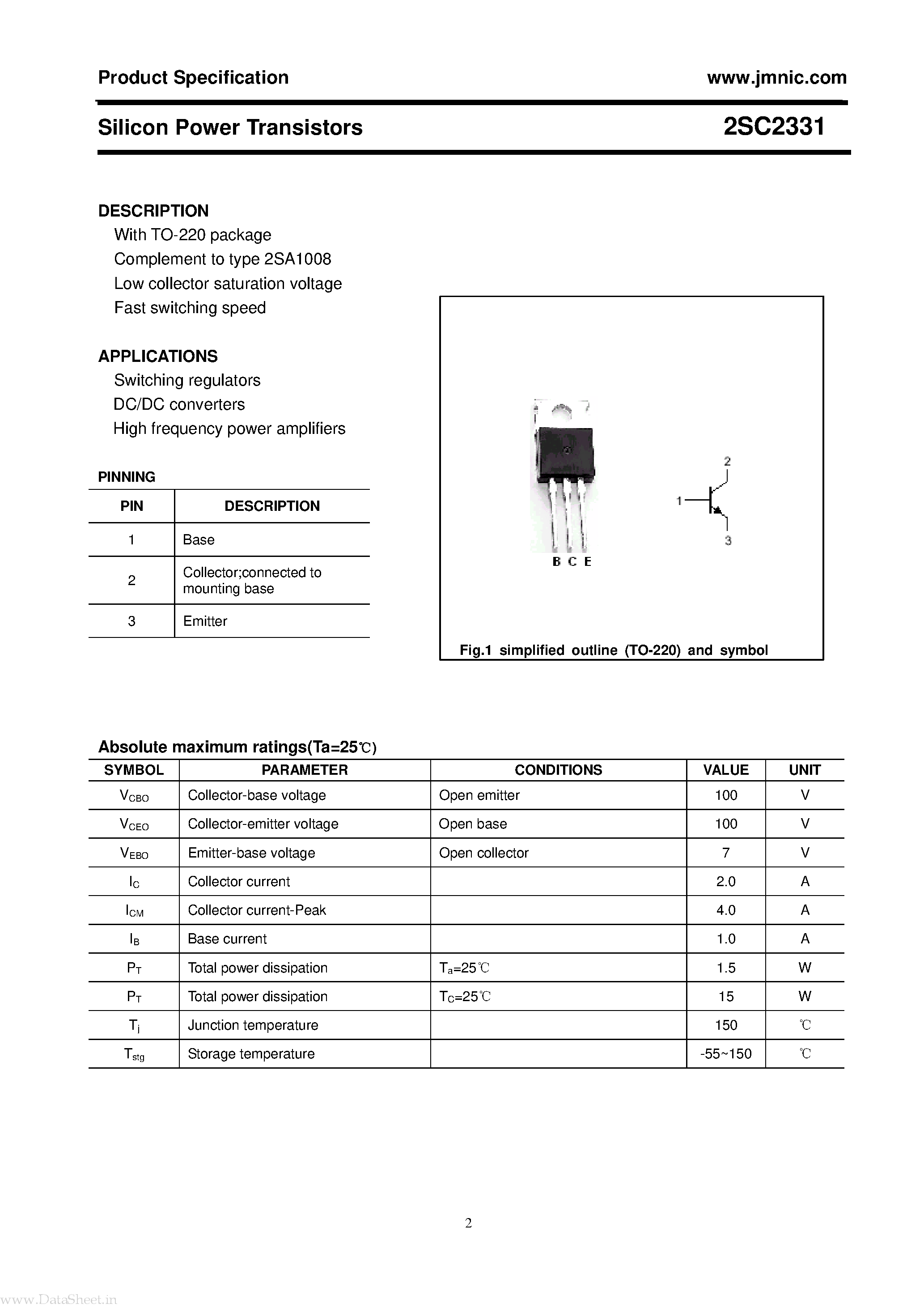 Datasheet C2331 - Search -----> 2SC2331 page 1