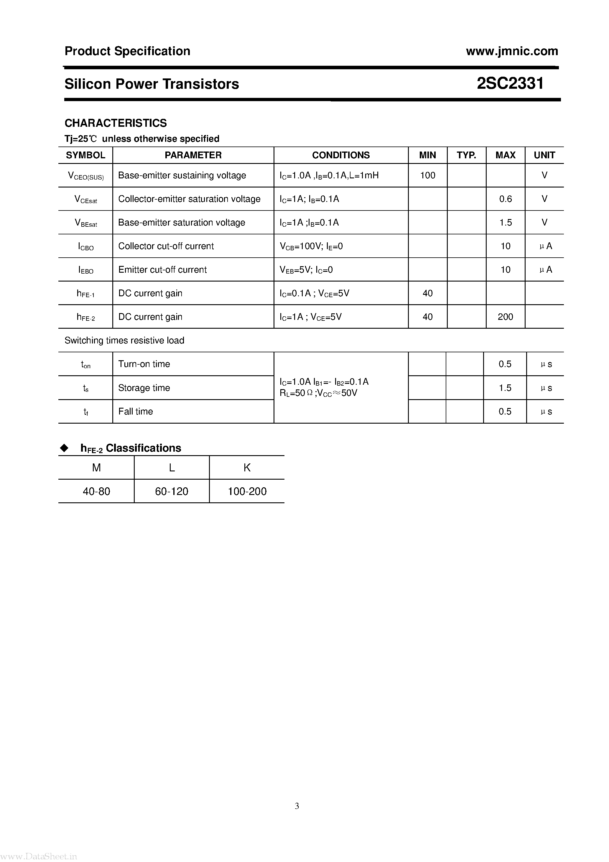 Datasheet C2331 - Search -----> 2SC2331 page 2