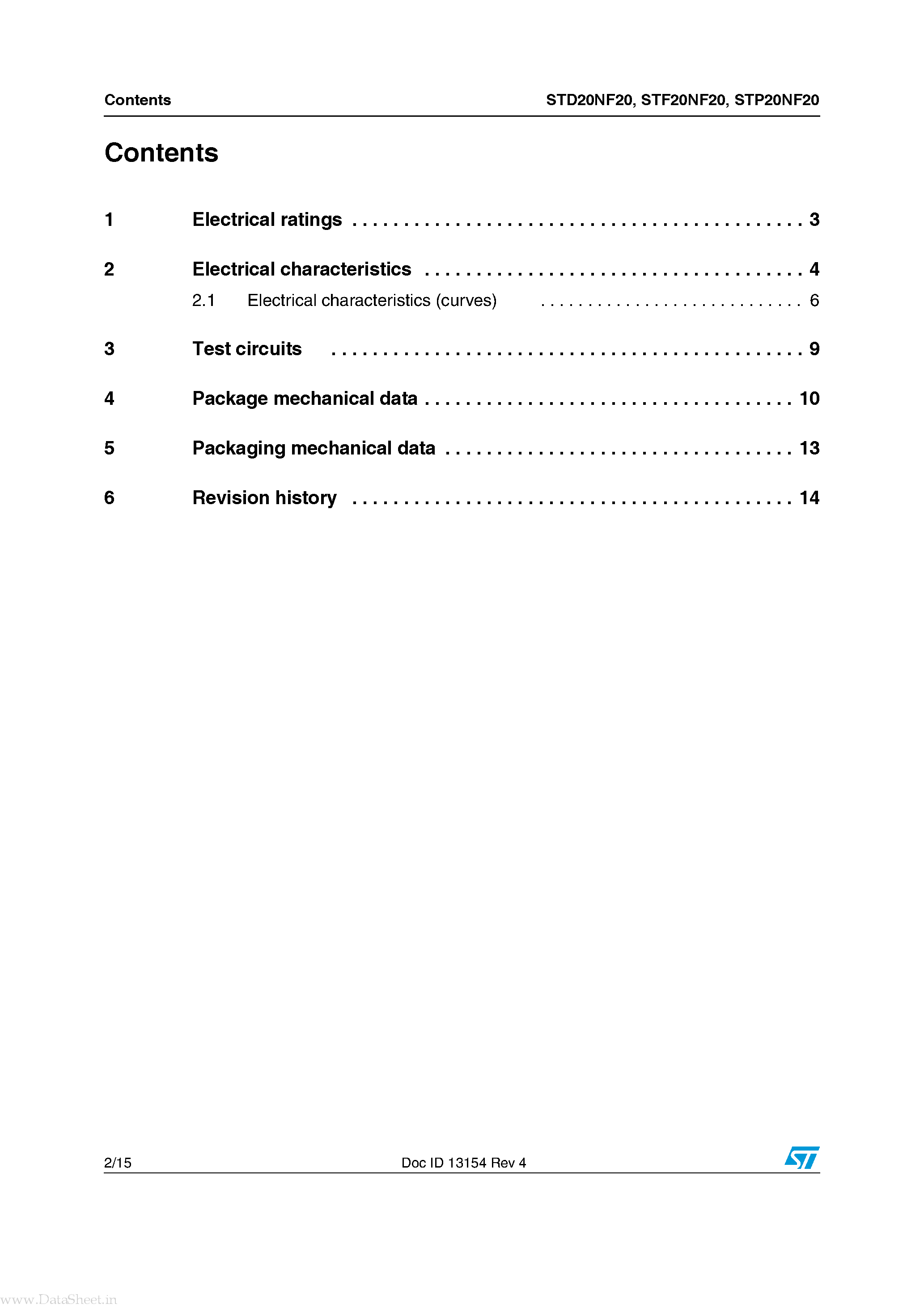 Даташит STP20NF20 - N-channel Power MOSFET страница 2