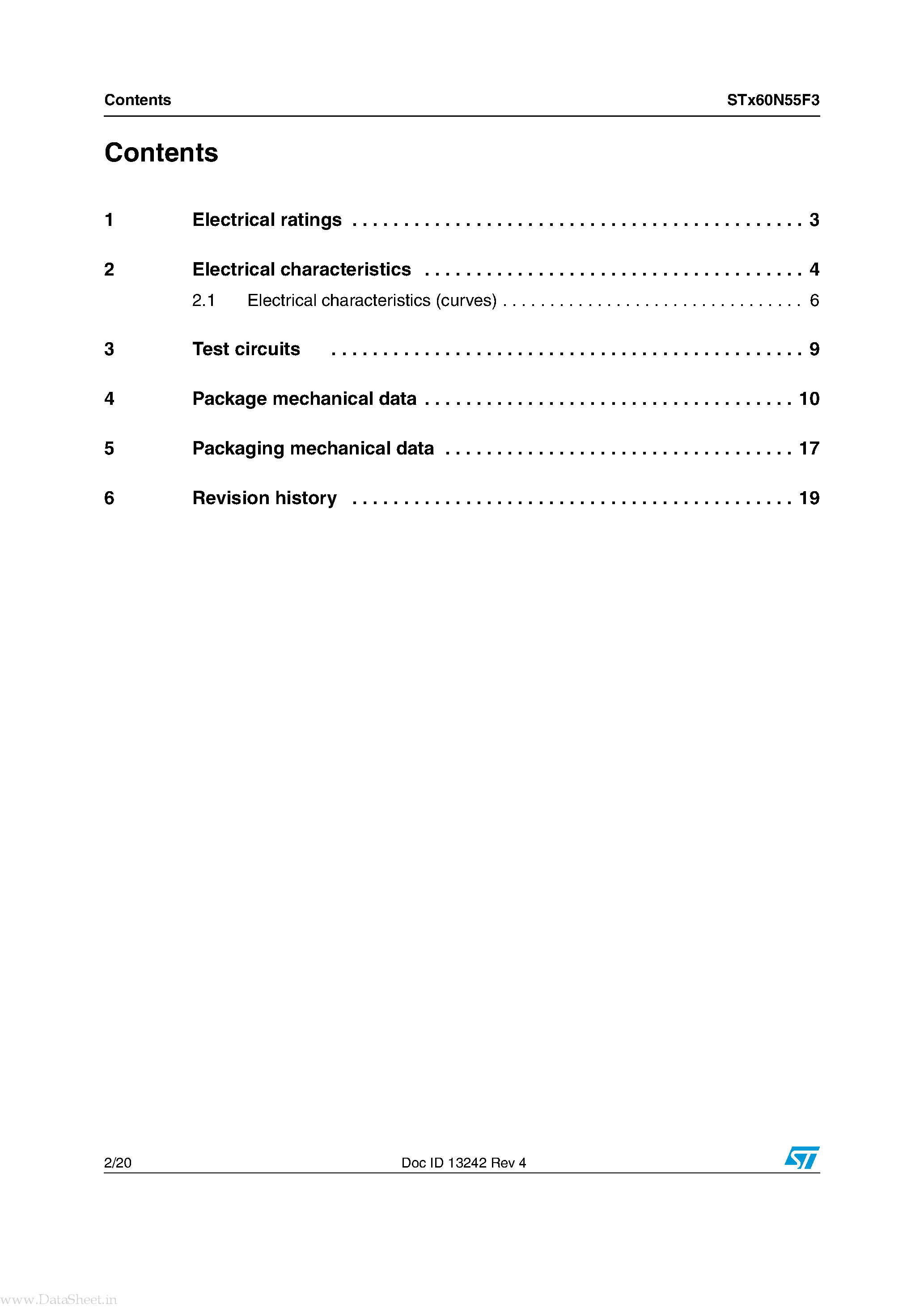 Datasheet STU60N55F3 - N-channel Power MOSFET page 2