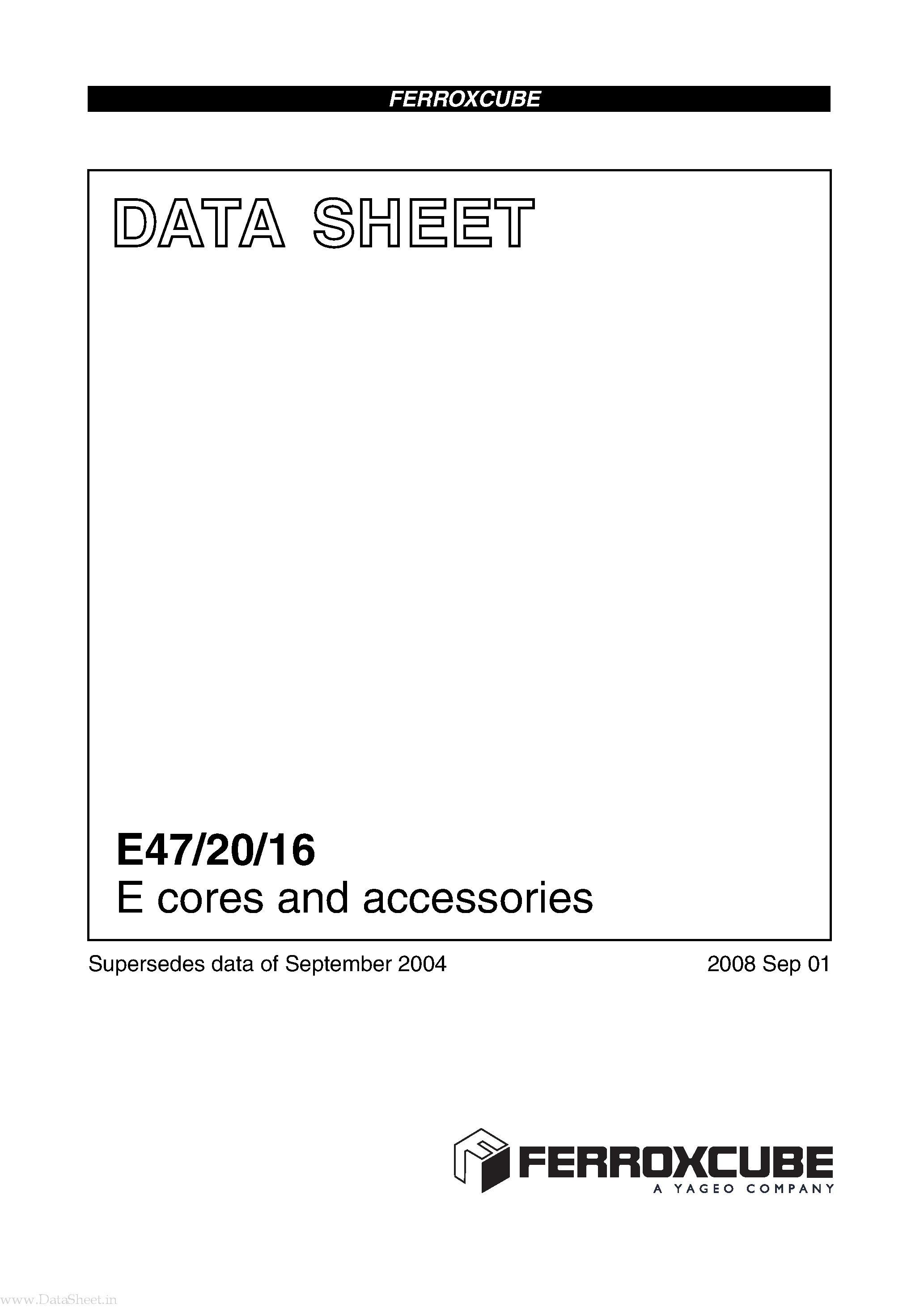 Datasheet E47 - E cores and accessories page 1