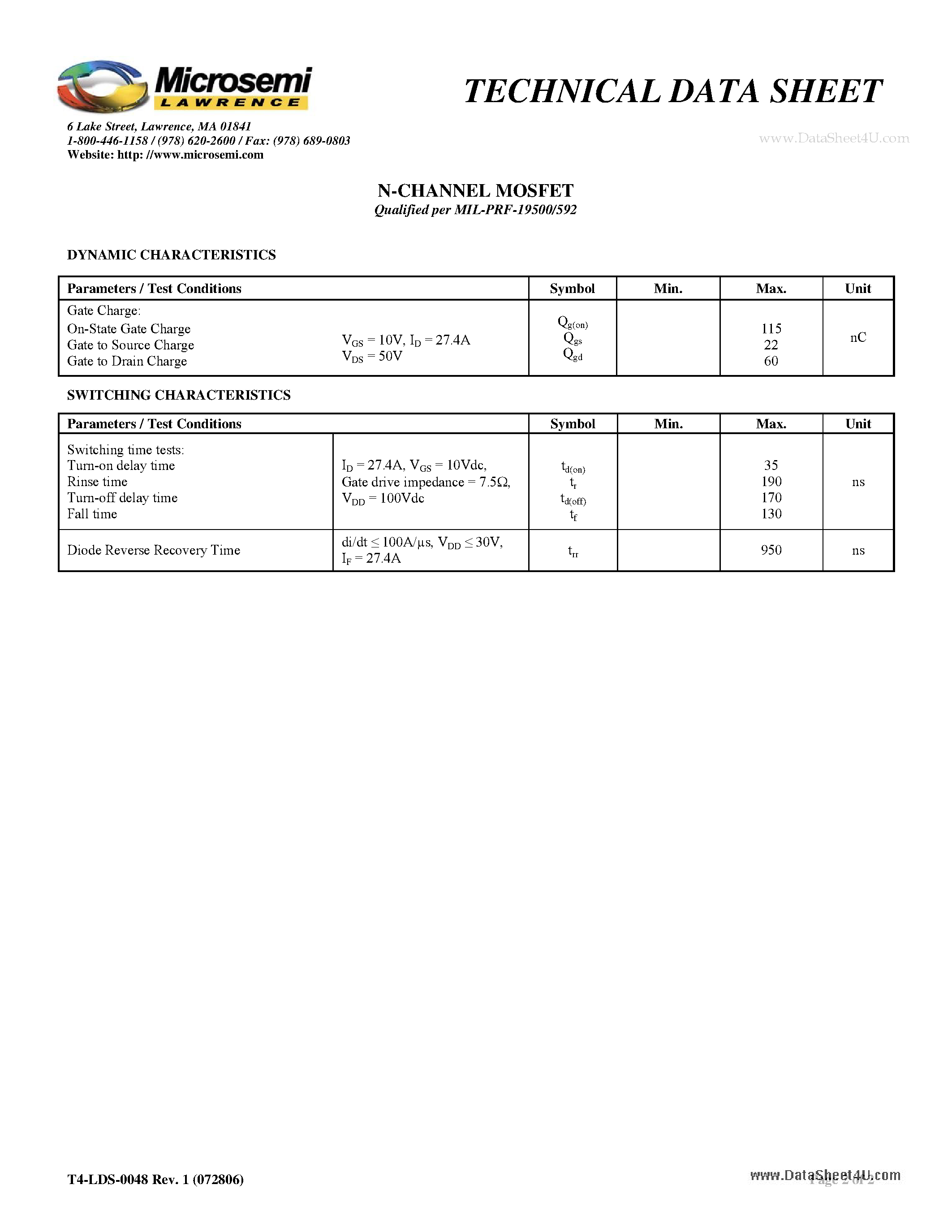 Даташит 2N7225 - N-CHANNEL MOSFET страница 2