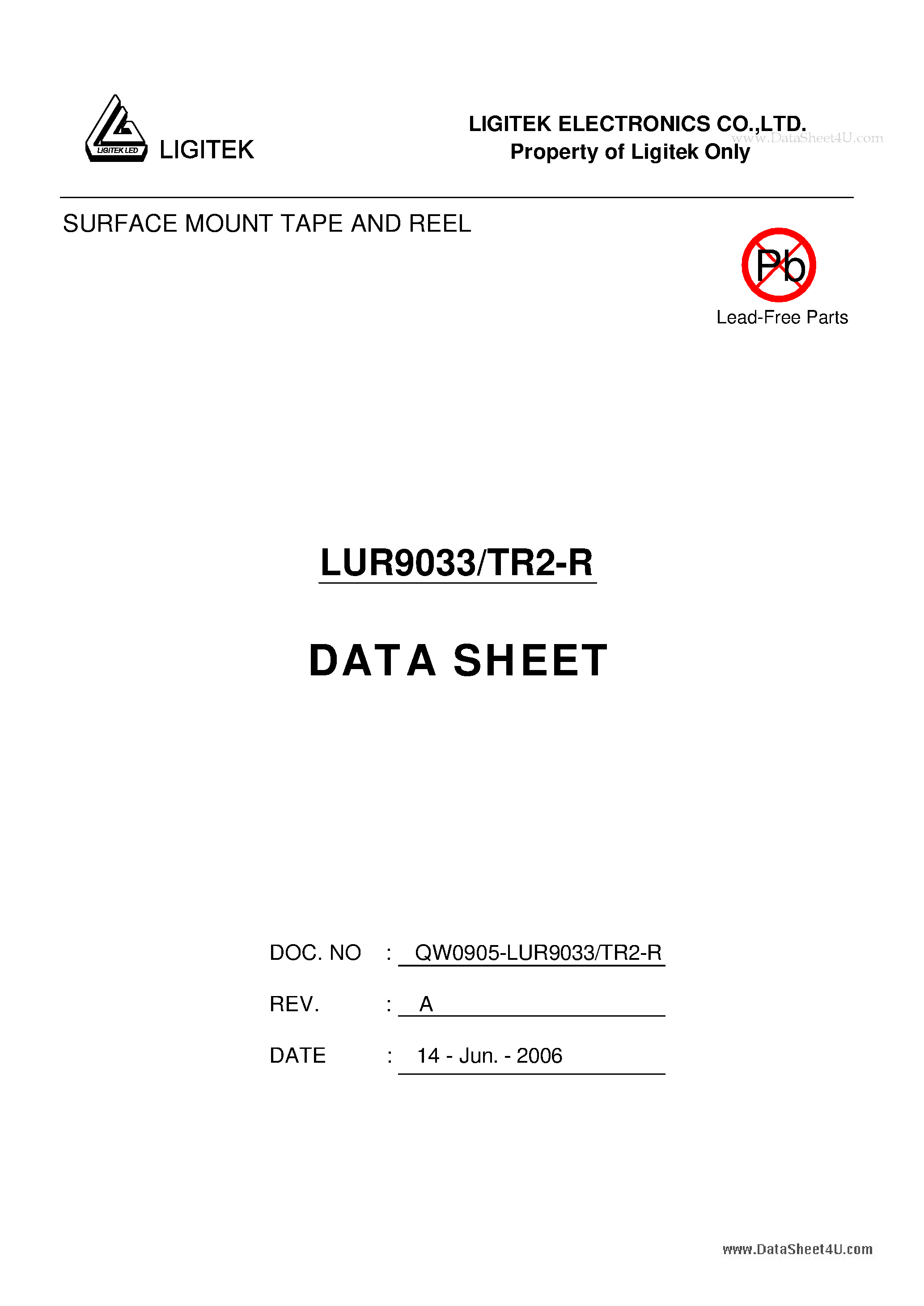 Datasheet LUR9033-TR2-R - SURFACE MOUNT TAPE AND REEL page 1