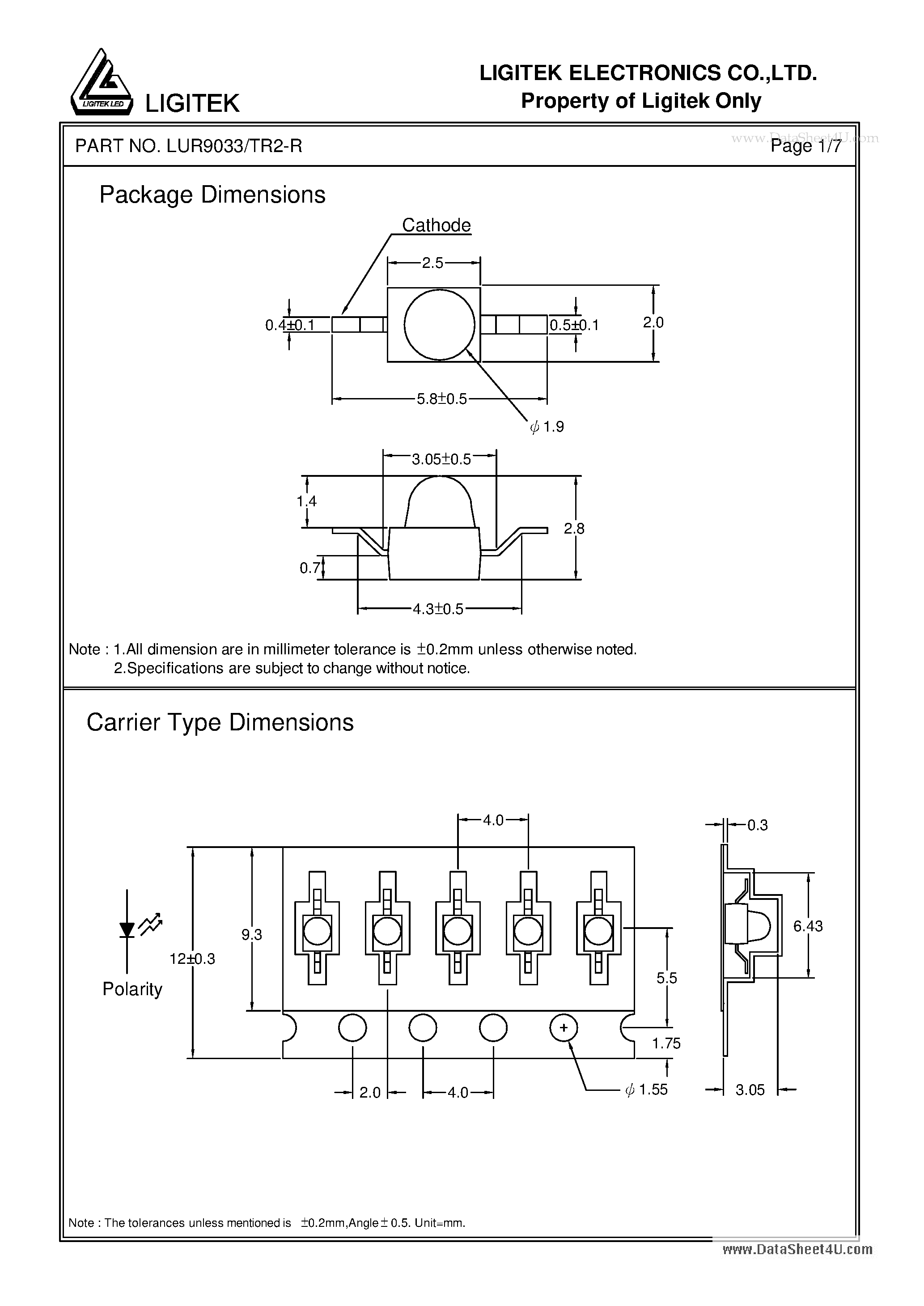 Datasheet LUR9033-TR2-R - SURFACE MOUNT TAPE AND REEL page 2