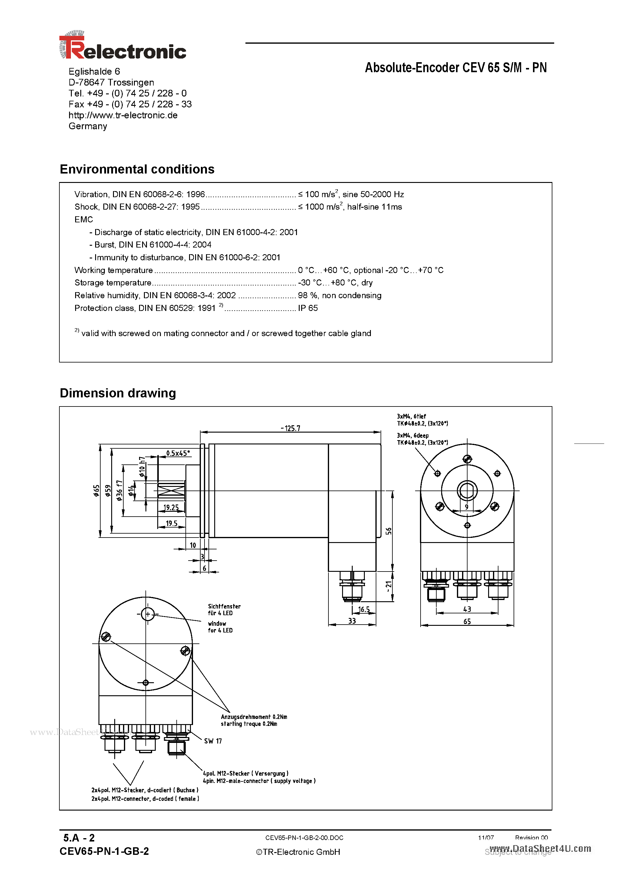 Datasheet CEV65M - (CEV65S/M) Absolute-Encoder page 2