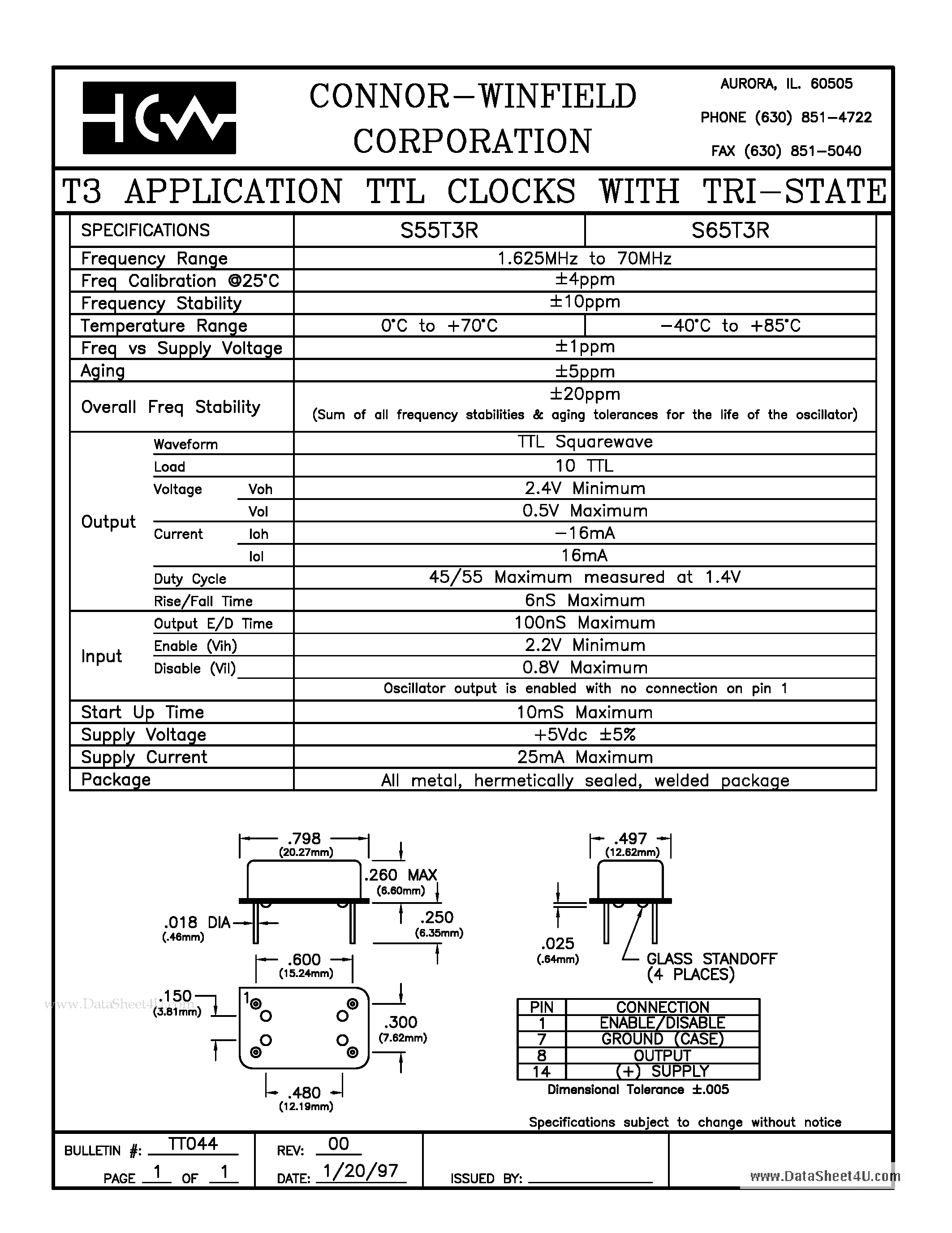 Даташит S65T3R - T3 APPLICATION TTL COLOCKS страница 1