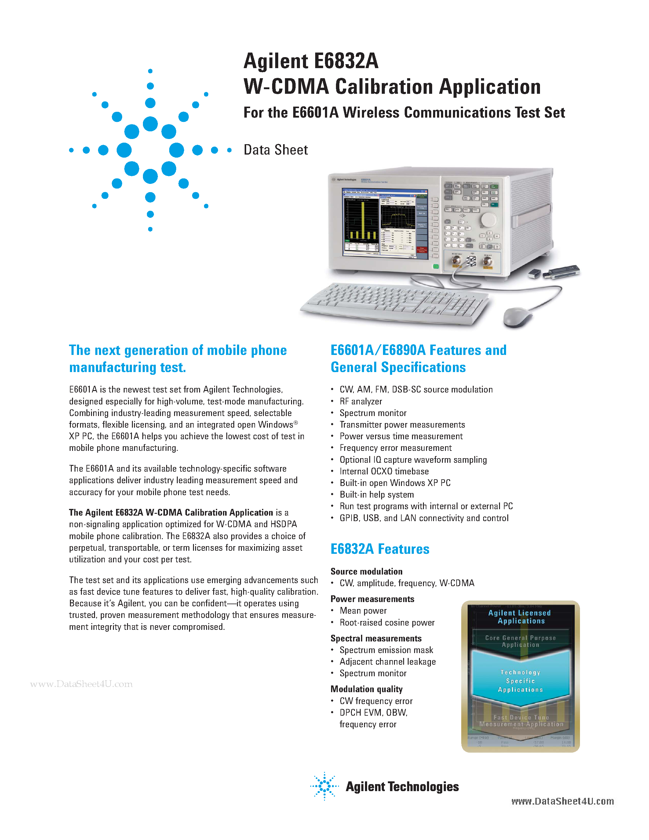 Даташит E6832A - W-CDMA Calibration Application страница 1