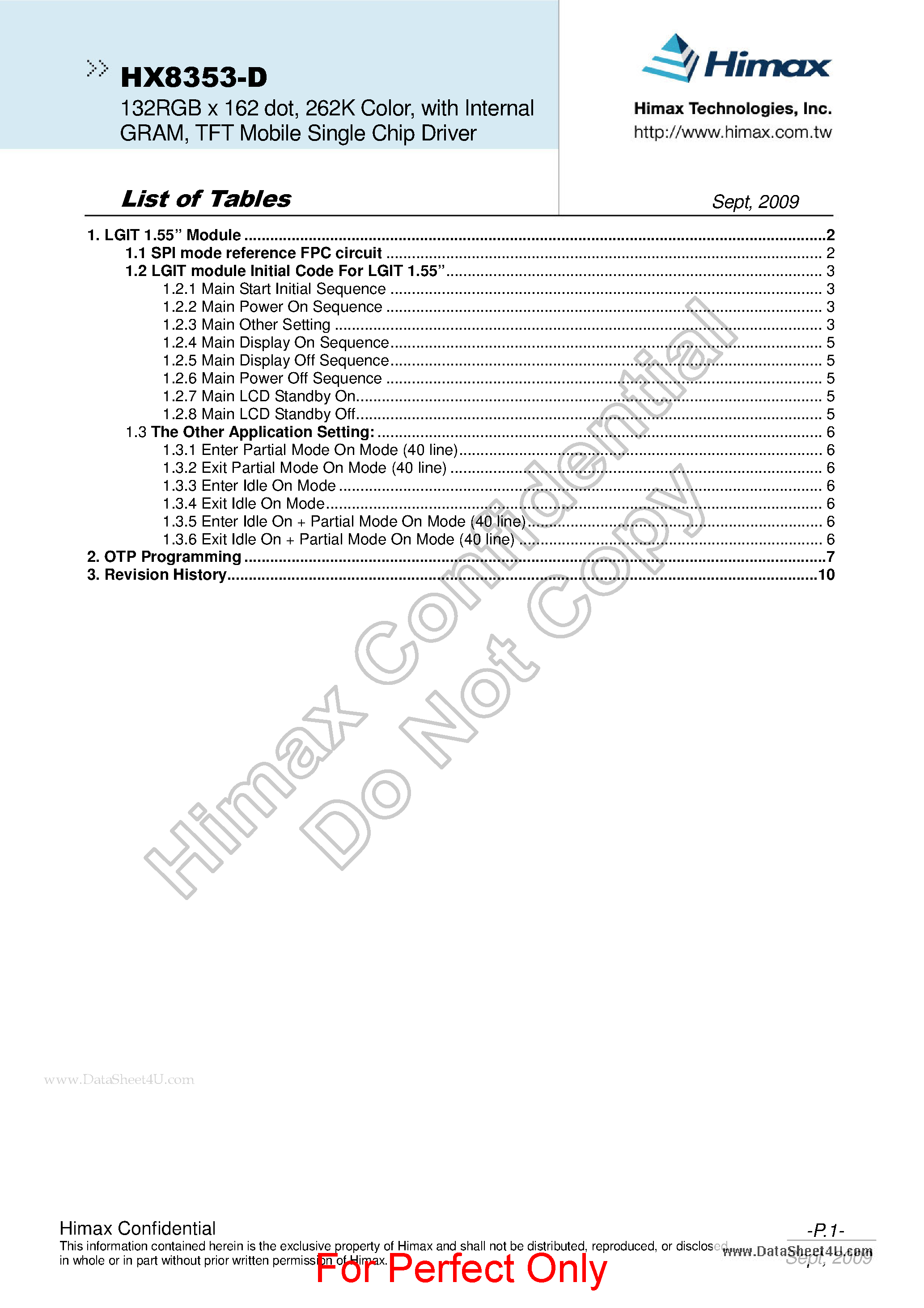 Datasheet HX8353-D - TFT Mobile Single Chip Driver page 2