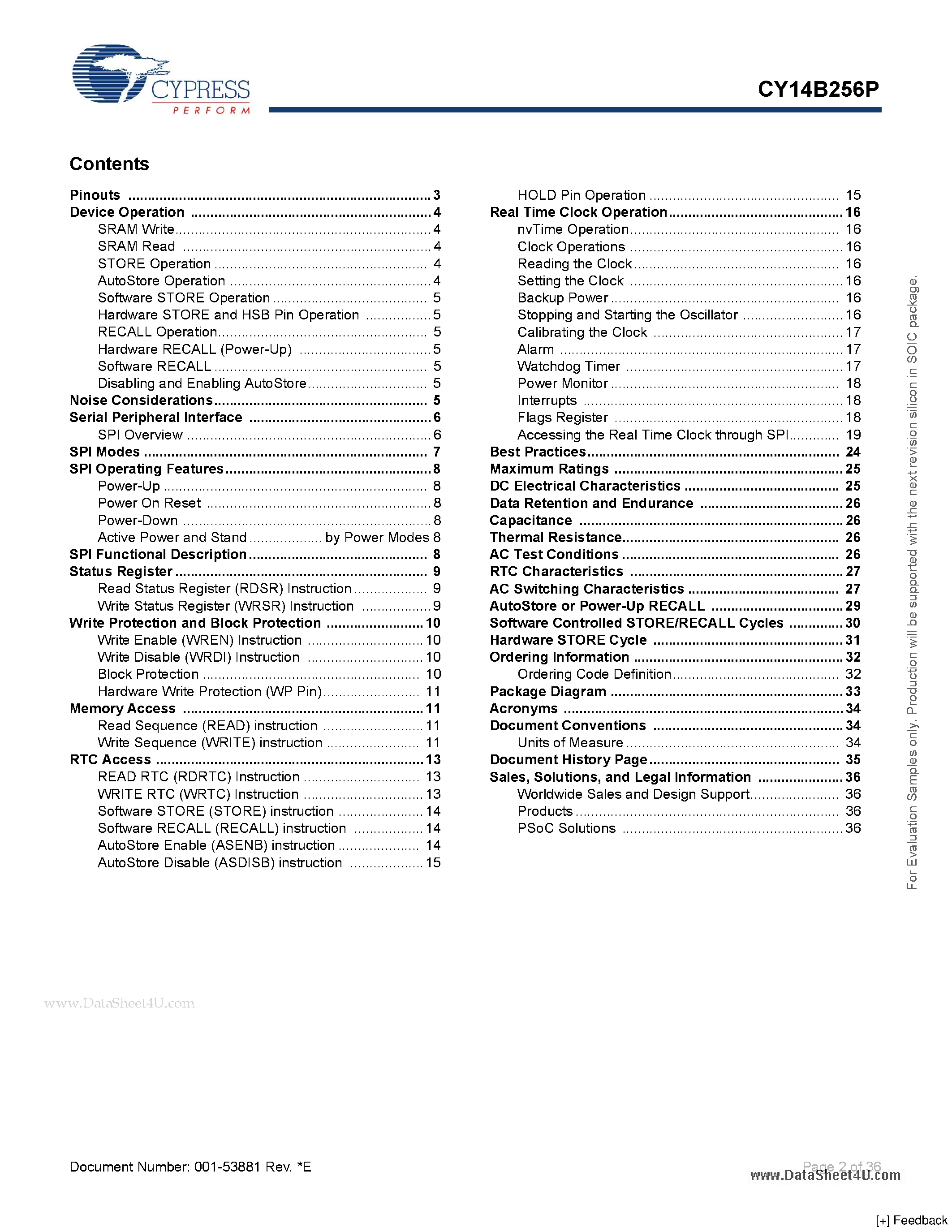 Даташит CY14B256P - 256-Kbit (32 K X 8) Serial (SPI) страница 2