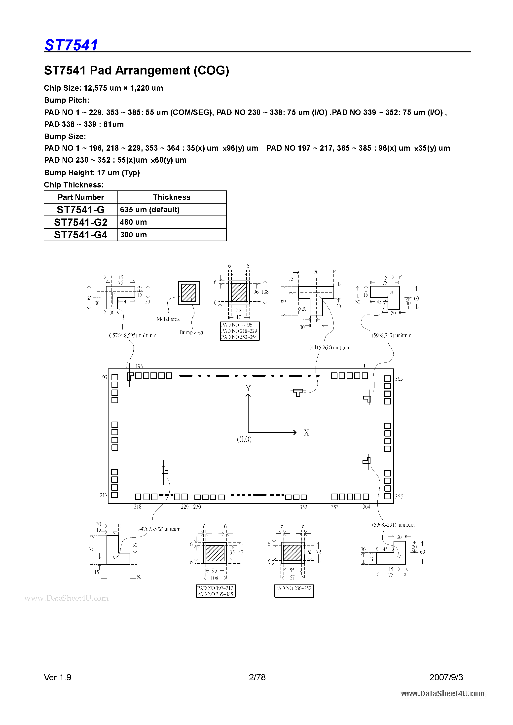 Даташит ST7541 - 4 Gray Scale Dot Matrix LCD Controller/Driver страница 2