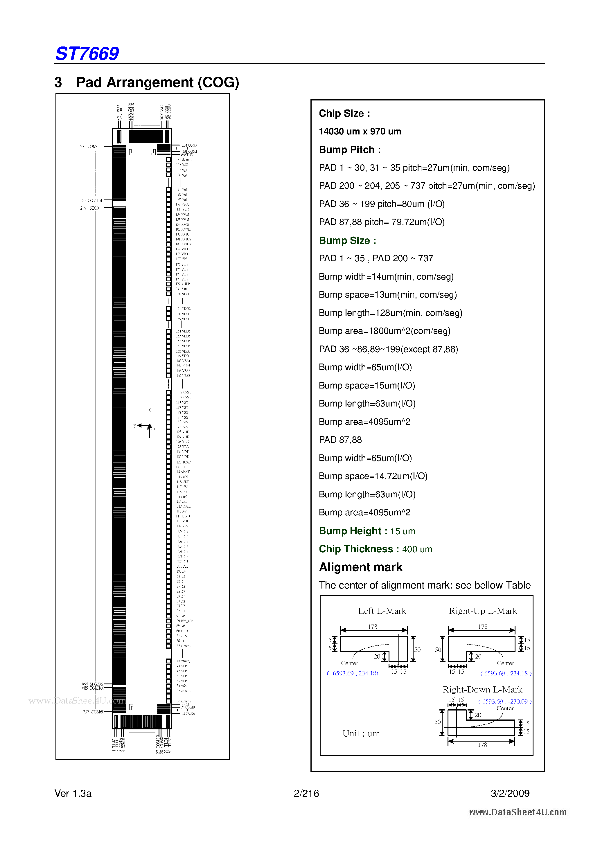 Datasheet ST7669 - 262K 132x162 Color Dot Matrix LCD Controller/Driver page 2