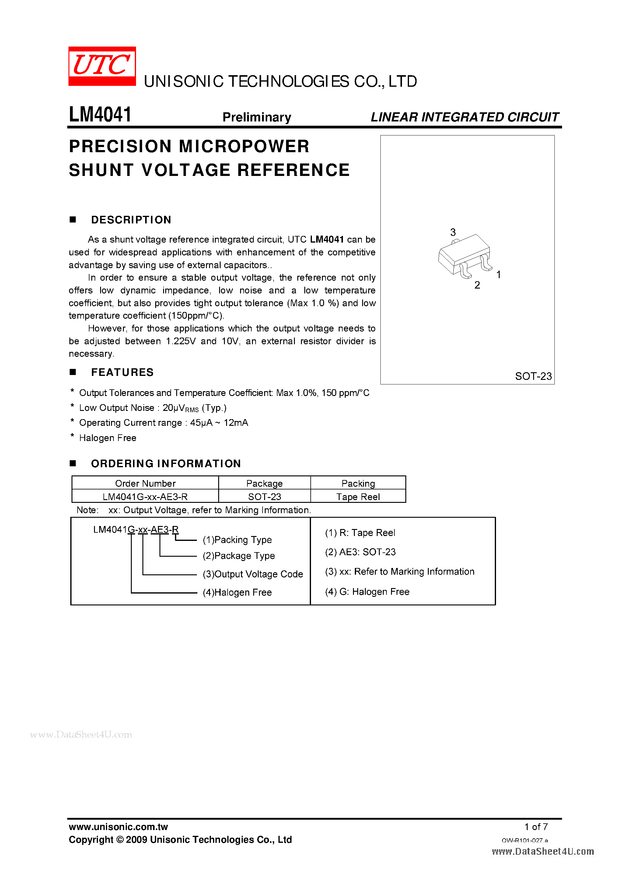 Datasheet LM4041 - PRECISION MICROPOWER SHUNT VOLTAGE REFERENCE page 1