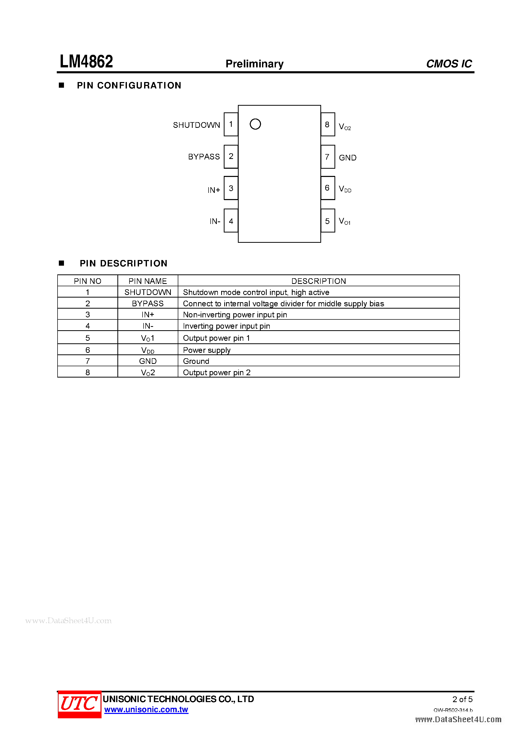 Даташит LM4862 - AUDIO POWER AMPLIFIER страница 2