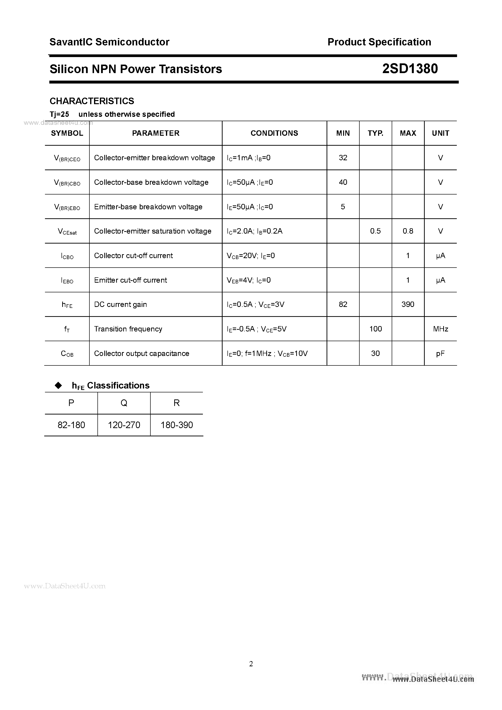 Даташит D1380 - Search -----> 2SD1380 страница 2