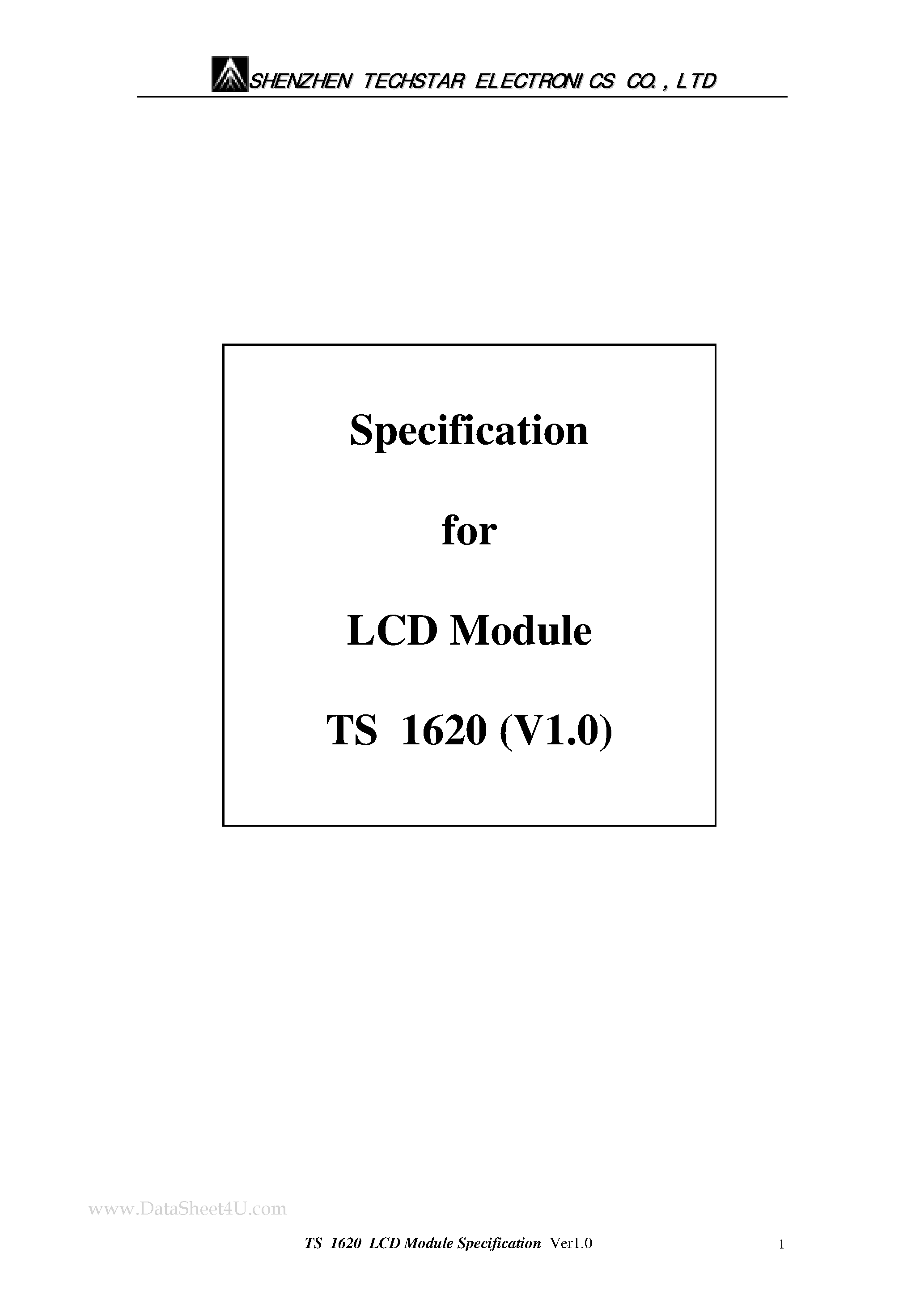 Даташит TS1620 - LCD Module страница 1