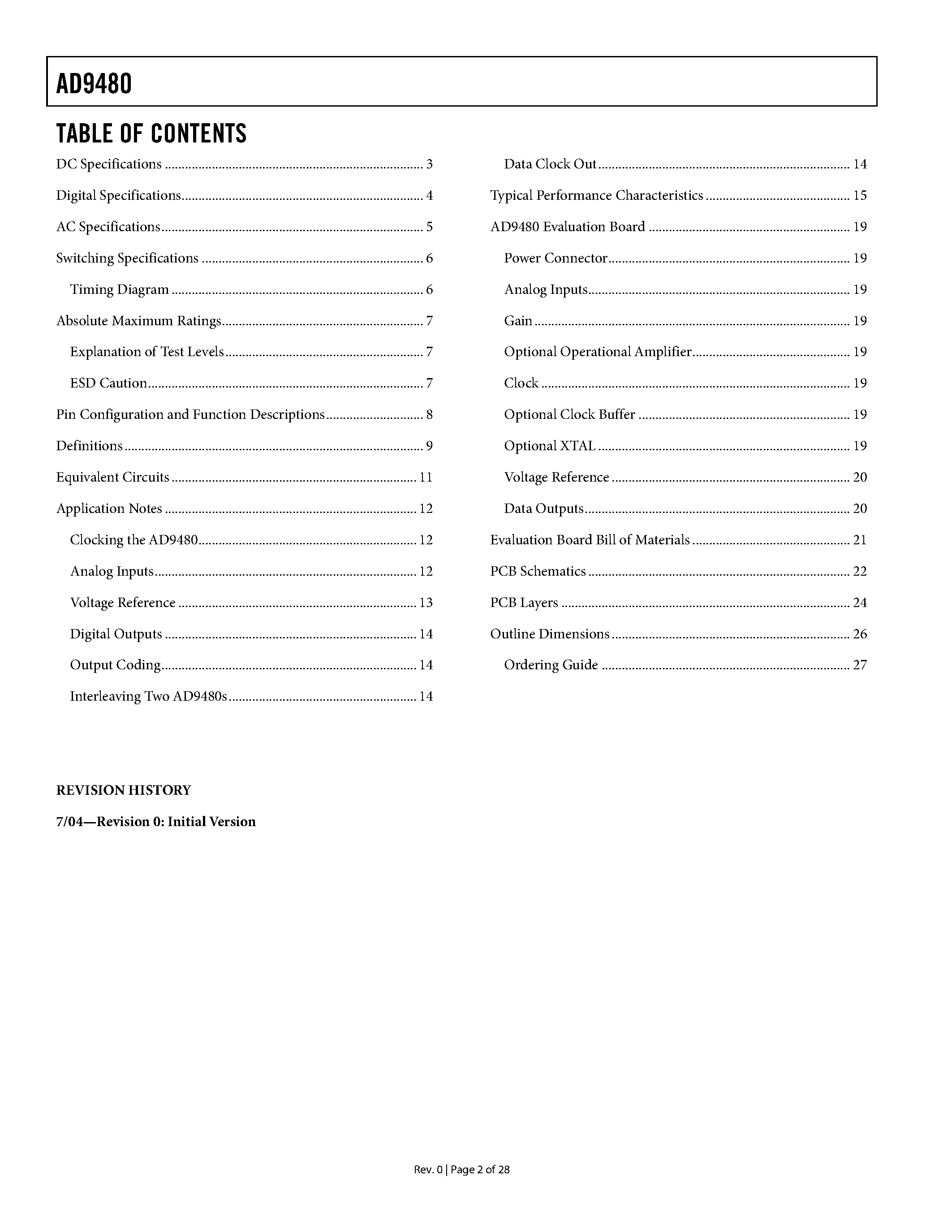 Datasheet AD9480 - 250 MSPS 3.3 V A/D Converter page 2