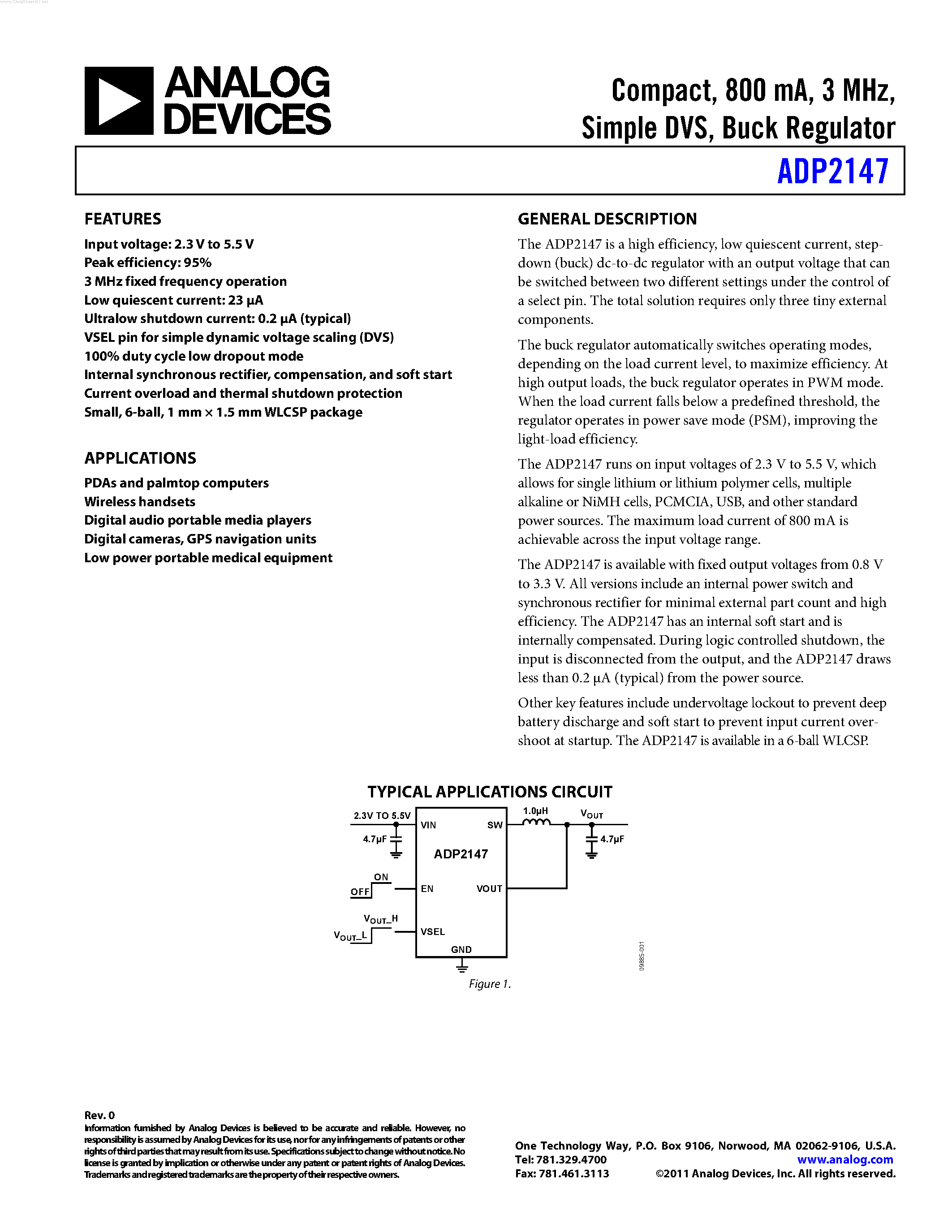 Даташит ADP2147 - Buck Regulator страница 1