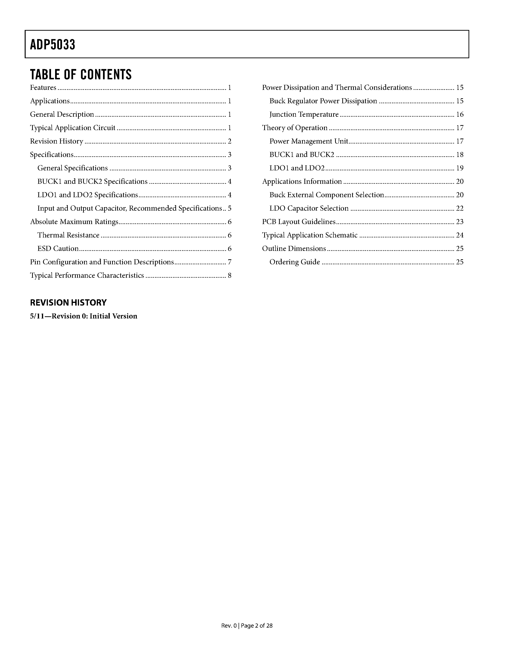 Datasheet ADP5033 - 800mA Buck Regulators page 2