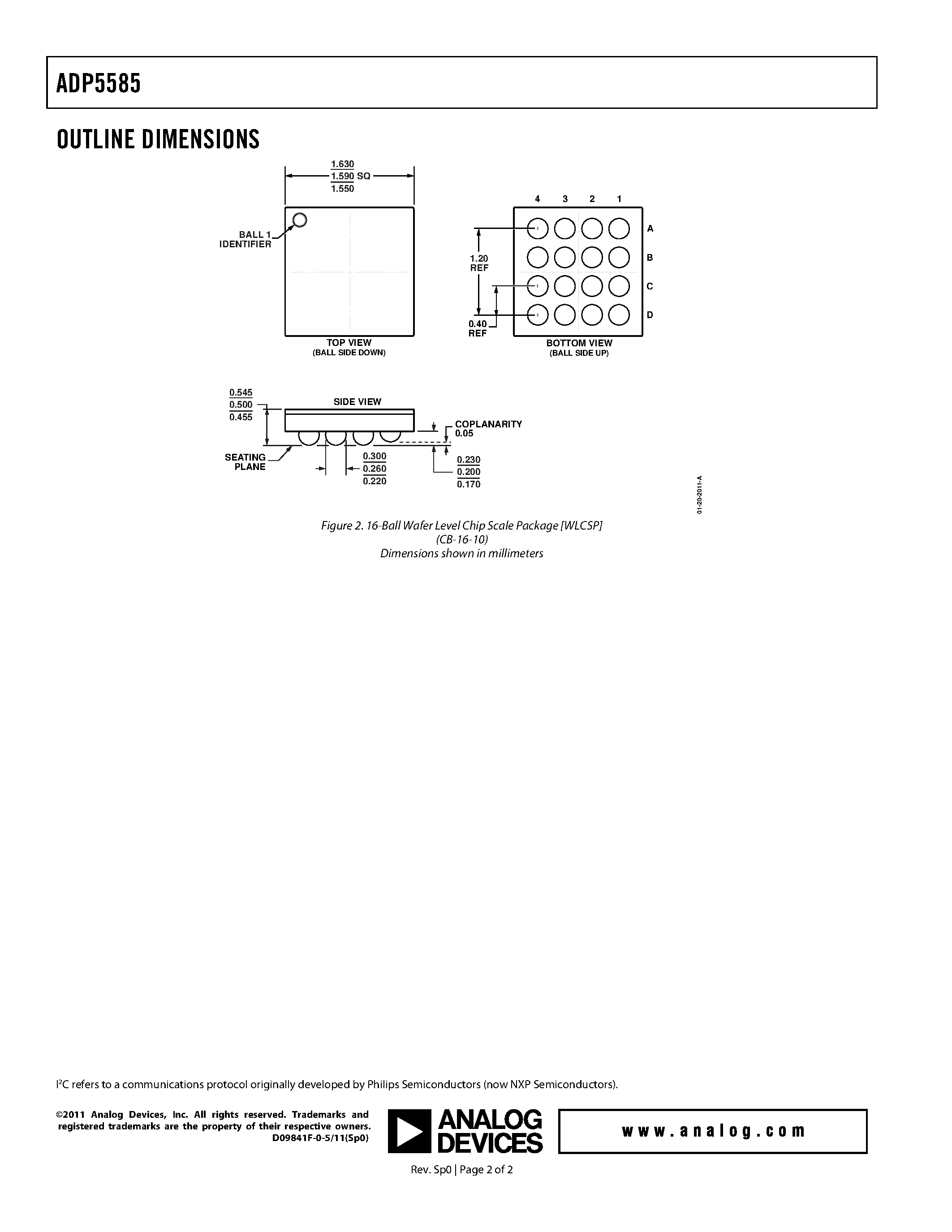 Datasheet ADP5585 - Keypad Decoder and I/O Expansion page 2