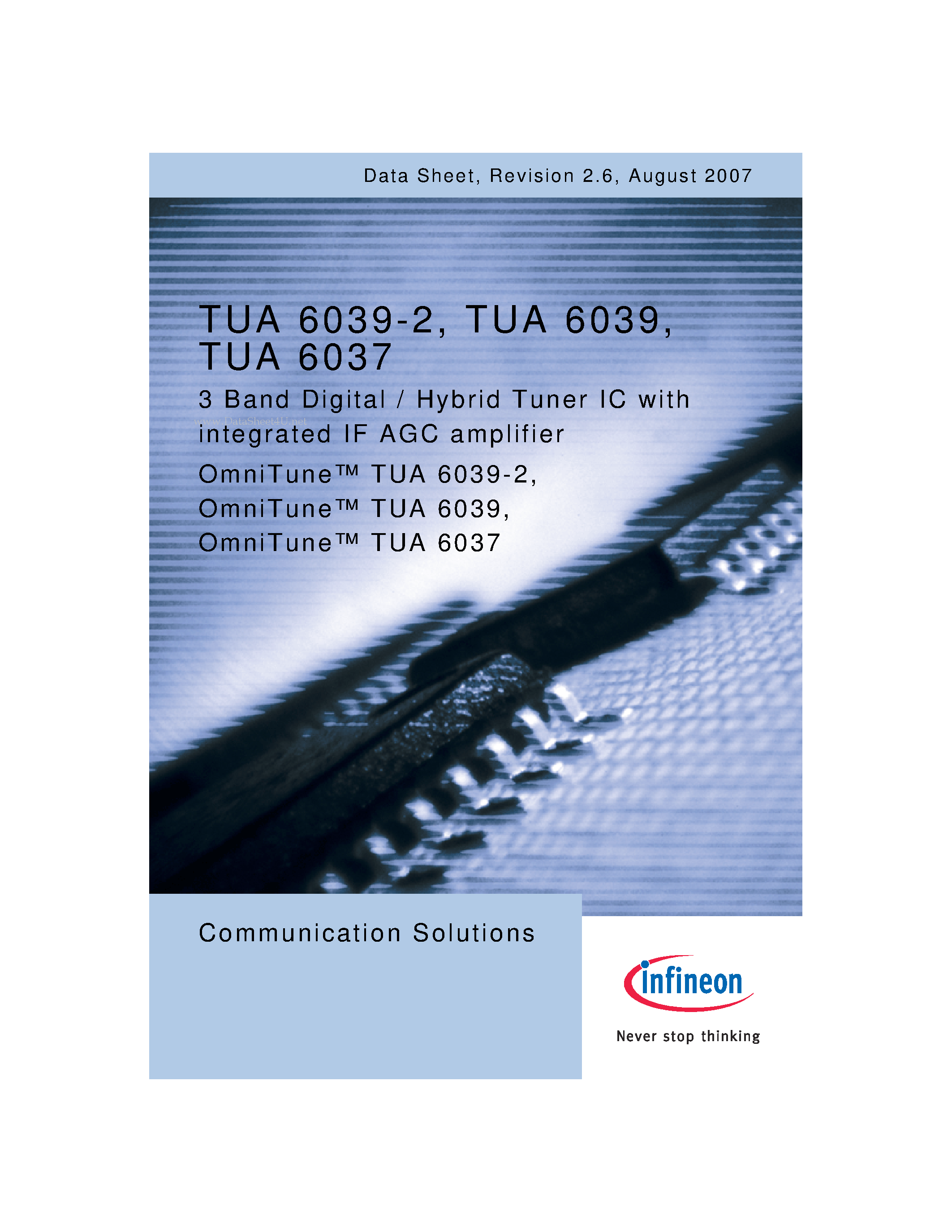 Даташит TUA6037 - (TUA6037 / TUA6039) 3 Band Digital / Hybrid Tuner IC страница 1