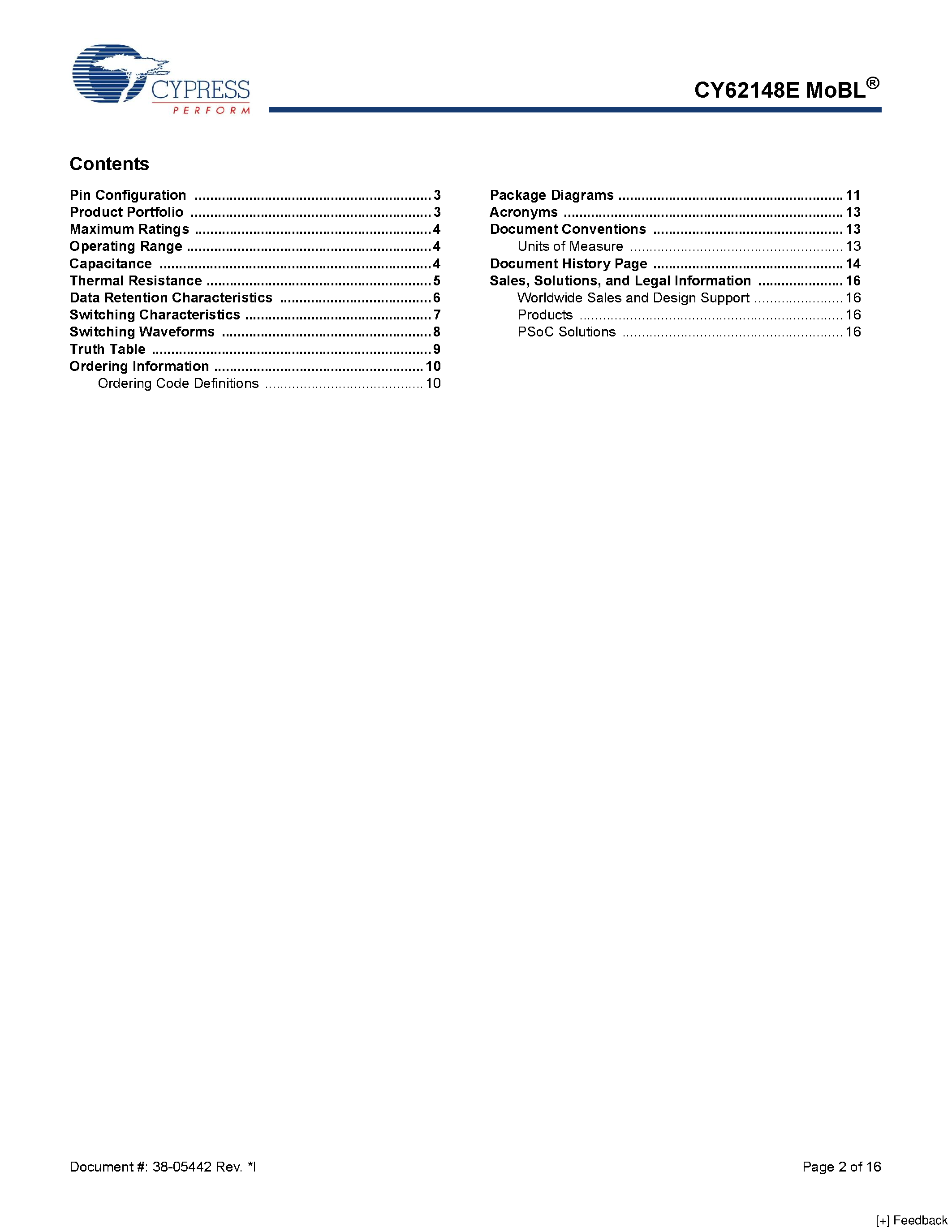 Даташит CY62148E - 4-Mbit (512 K x 8) Static RAM страница 2