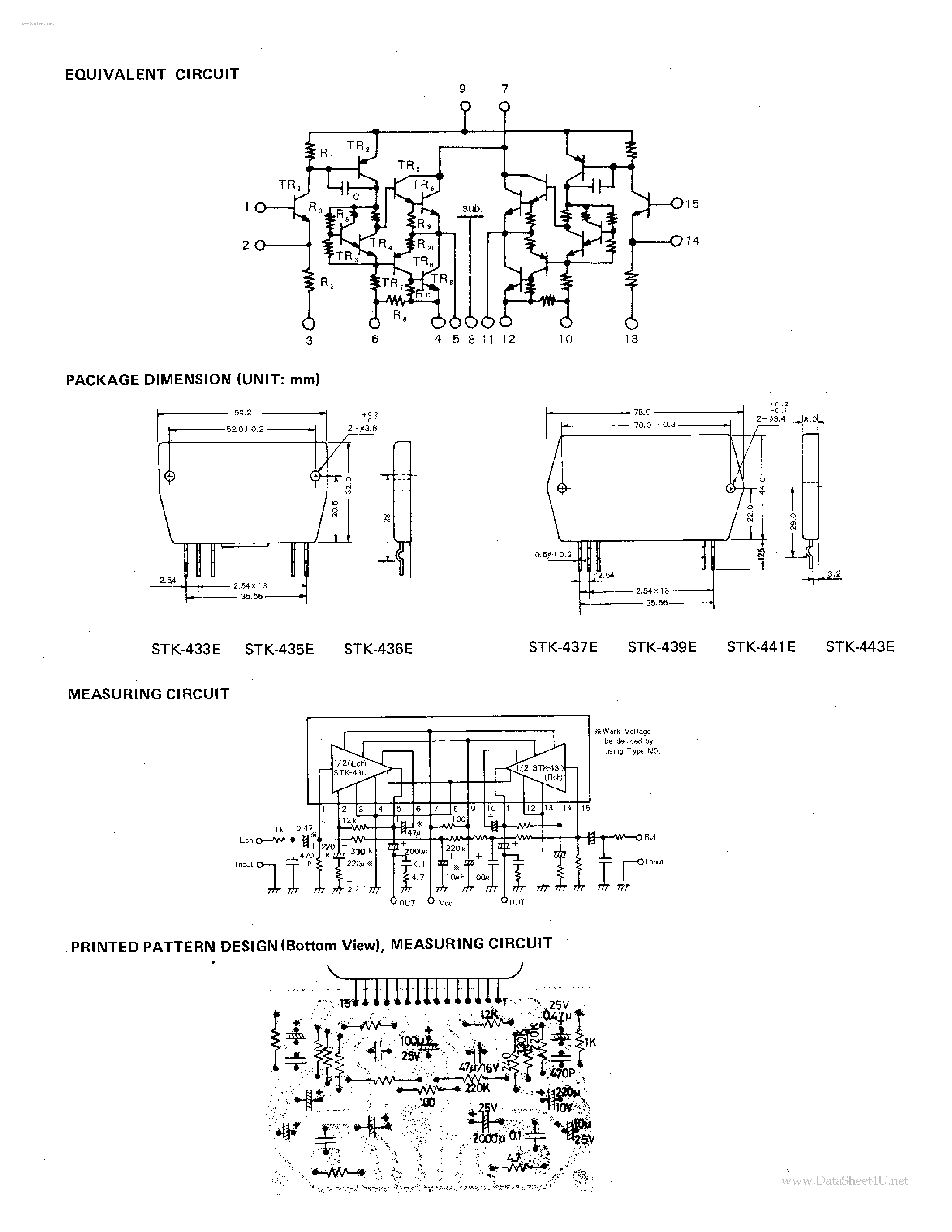 Даташит STK-430 - 2-Channel 5 to 28 W min AF Power AMP страница 2