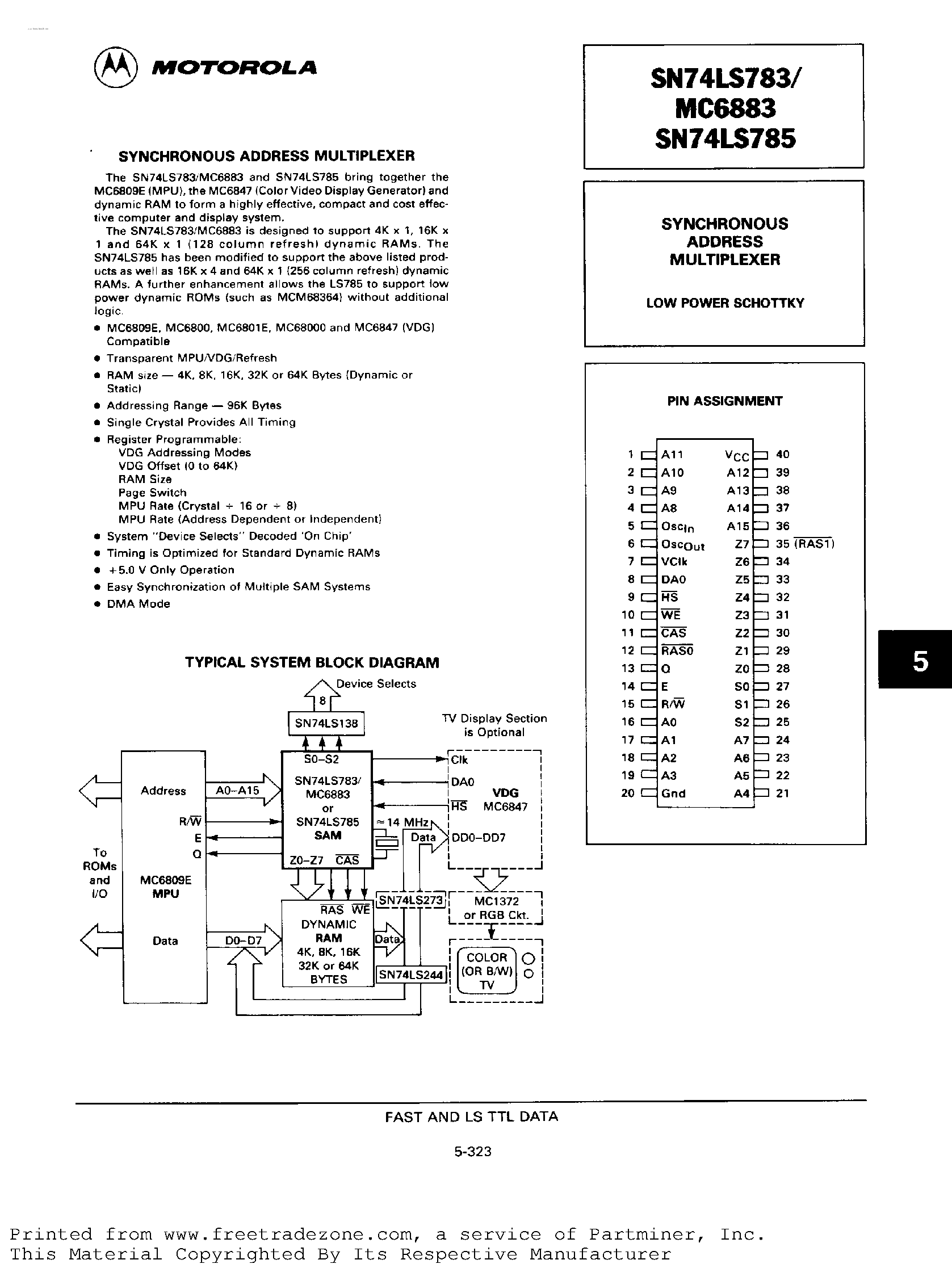 Даташит MC6883 - Synchronous Address Multiplexer страница 1