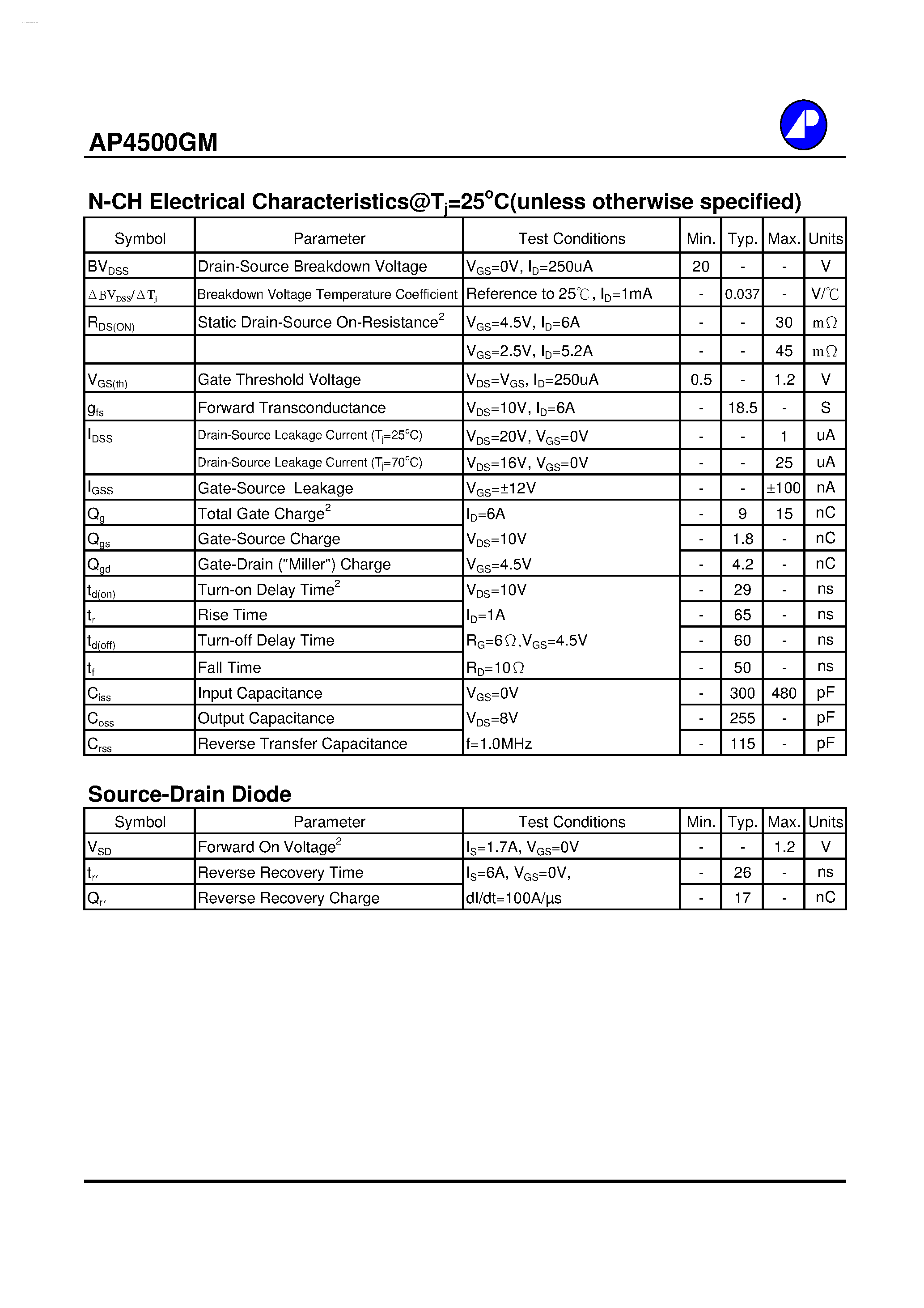 Даташит на микросхему 4500GM страница 2 Даташит 4500GM - Search -----> AP4500GM страница 2