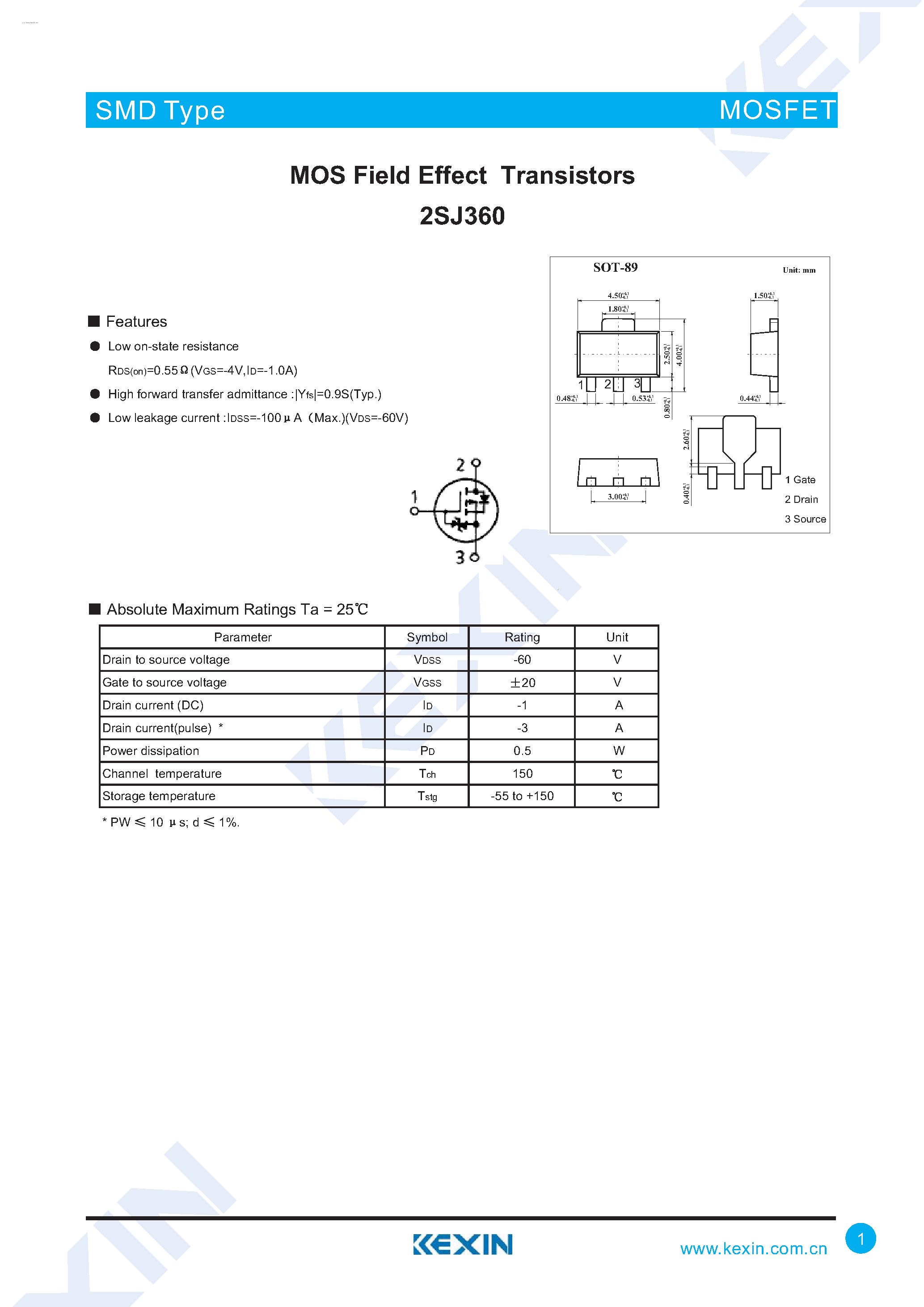 Даташит 2SJ360 - MOS Field Effect Transistors страница 1