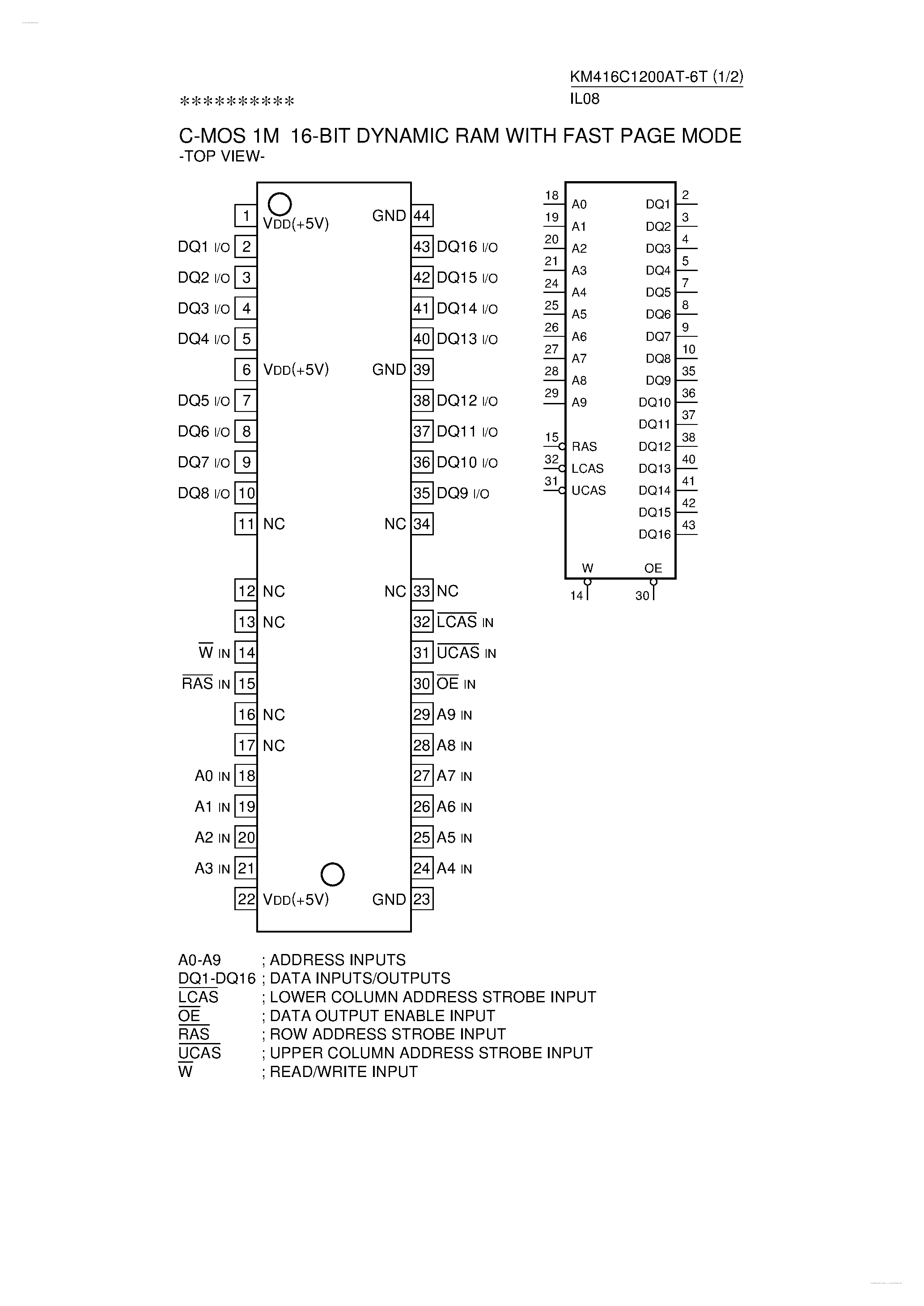 Datasheet KM416C1200AT-6T - C-MOS 1M 16-BIT DYNAMIC RAM page 1