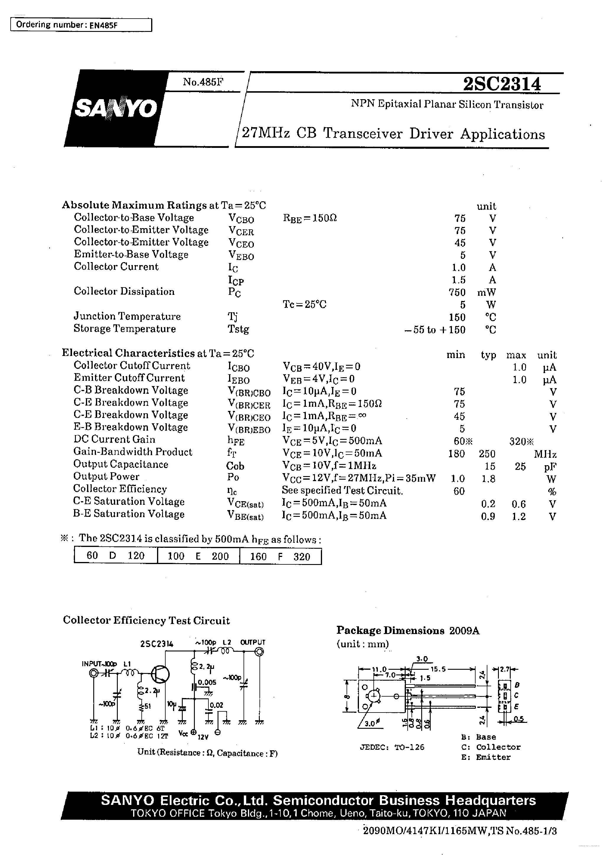 Datasheet C2314 - Search -----> 2SC2314 page 1