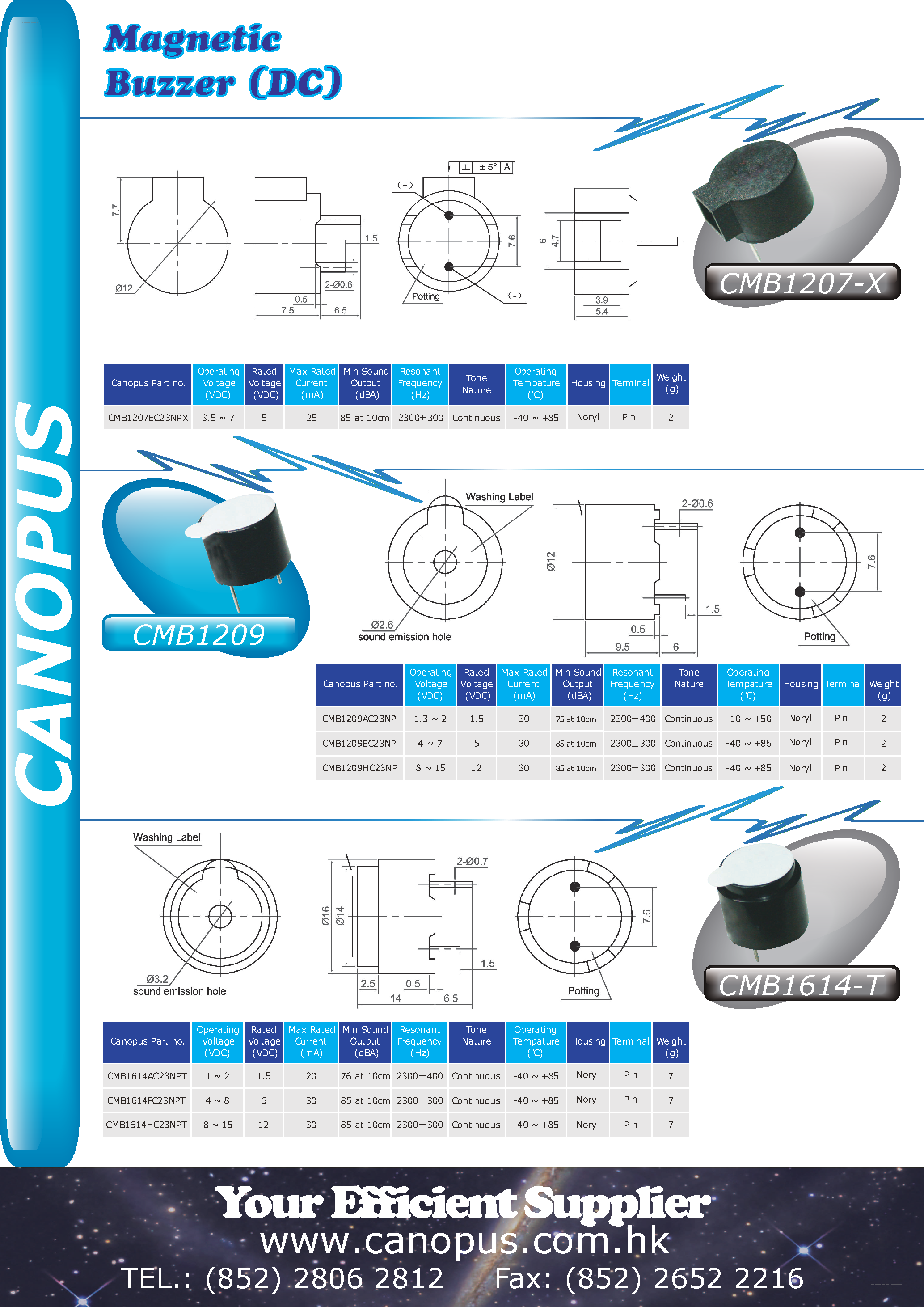 Даташит CMB1207-X - Magnetic Buzzer страница 1