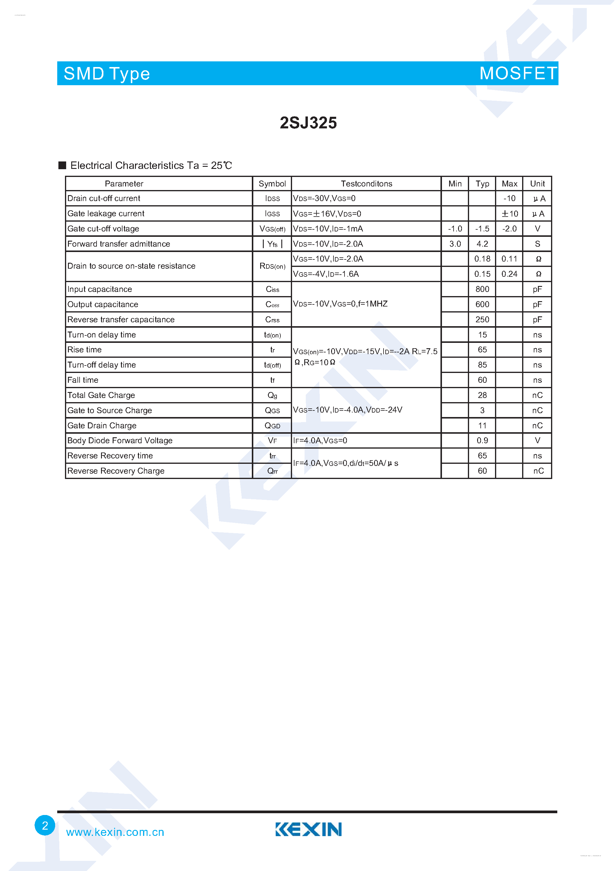 Даташит 2SJ325 - MOS Field Effect Power Transistors страница 2