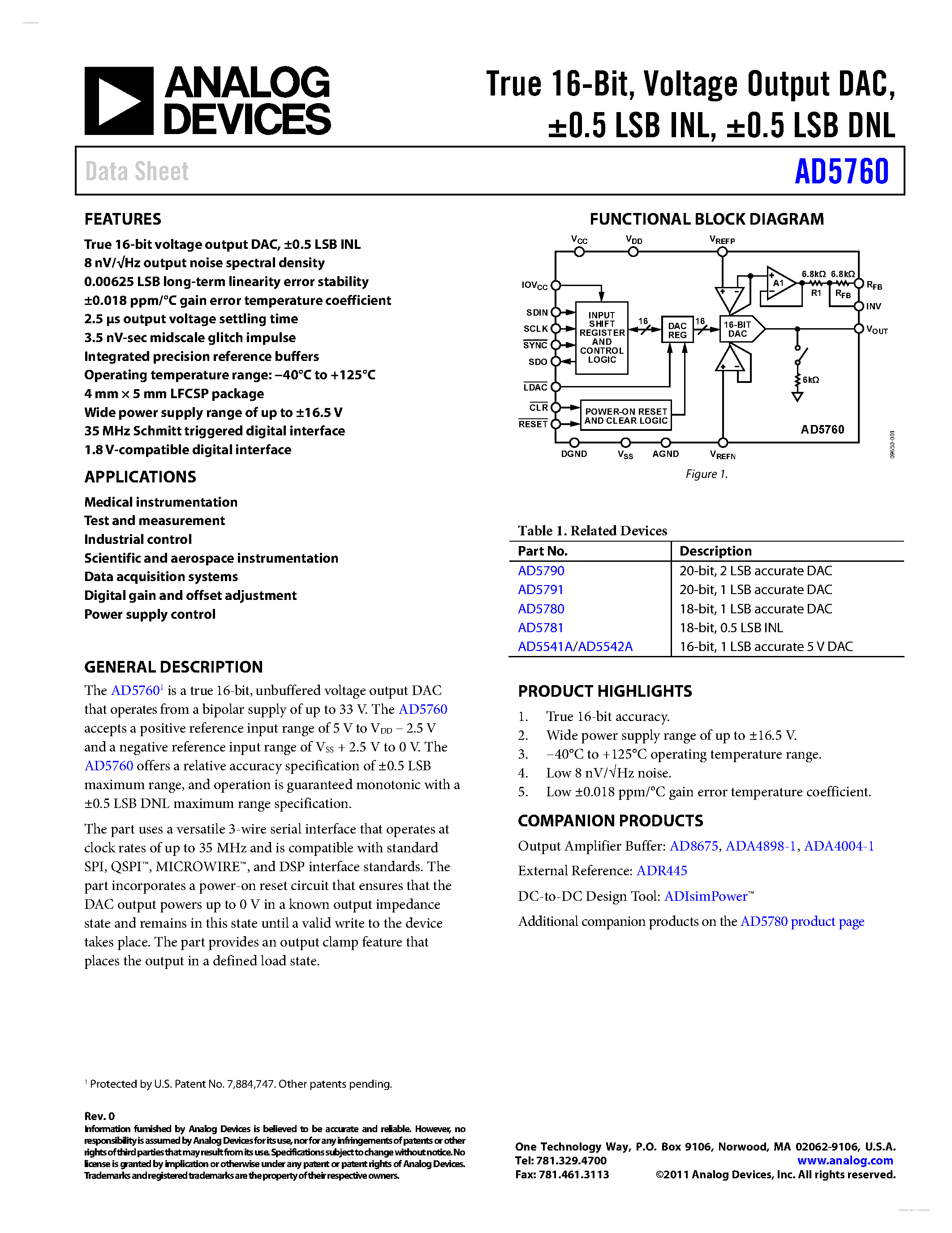 Datasheet AD5760 - Voltage Output DAC page 1